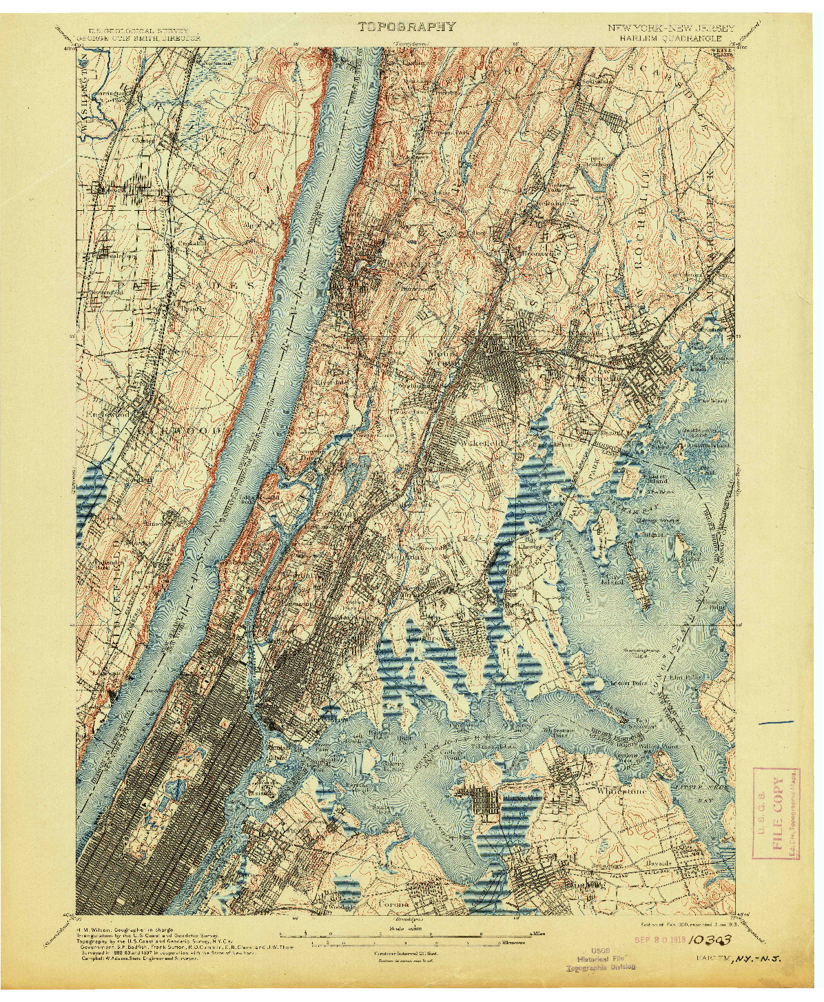 USGS 1:62500-SCALE QUADRANGLE FOR HARLEM, NY 1900