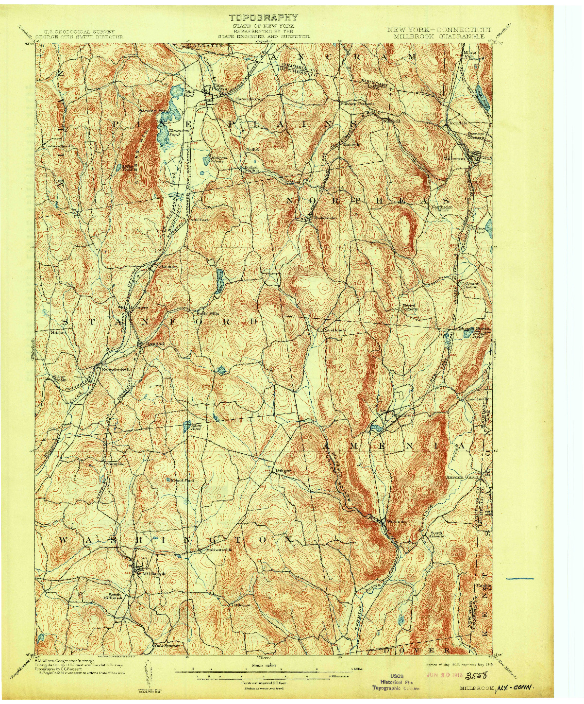 USGS 1:62500-SCALE QUADRANGLE FOR MILLBROOK, NY 1902