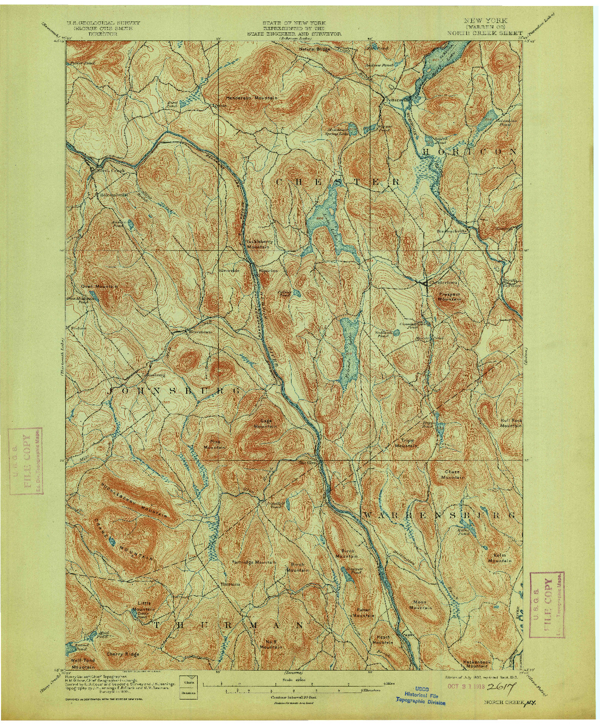 USGS 1:62500-SCALE QUADRANGLE FOR NORTH CREEK, NY 1897