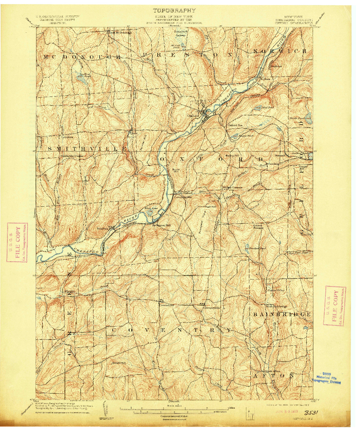 USGS 1:62500-SCALE QUADRANGLE FOR OXFORD, NY 1904