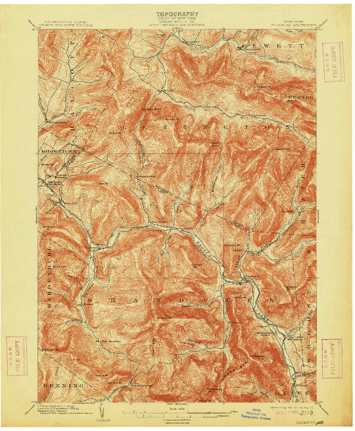 USGS 1:62500-SCALE QUADRANGLE FOR PHOENICIA, NY 1903