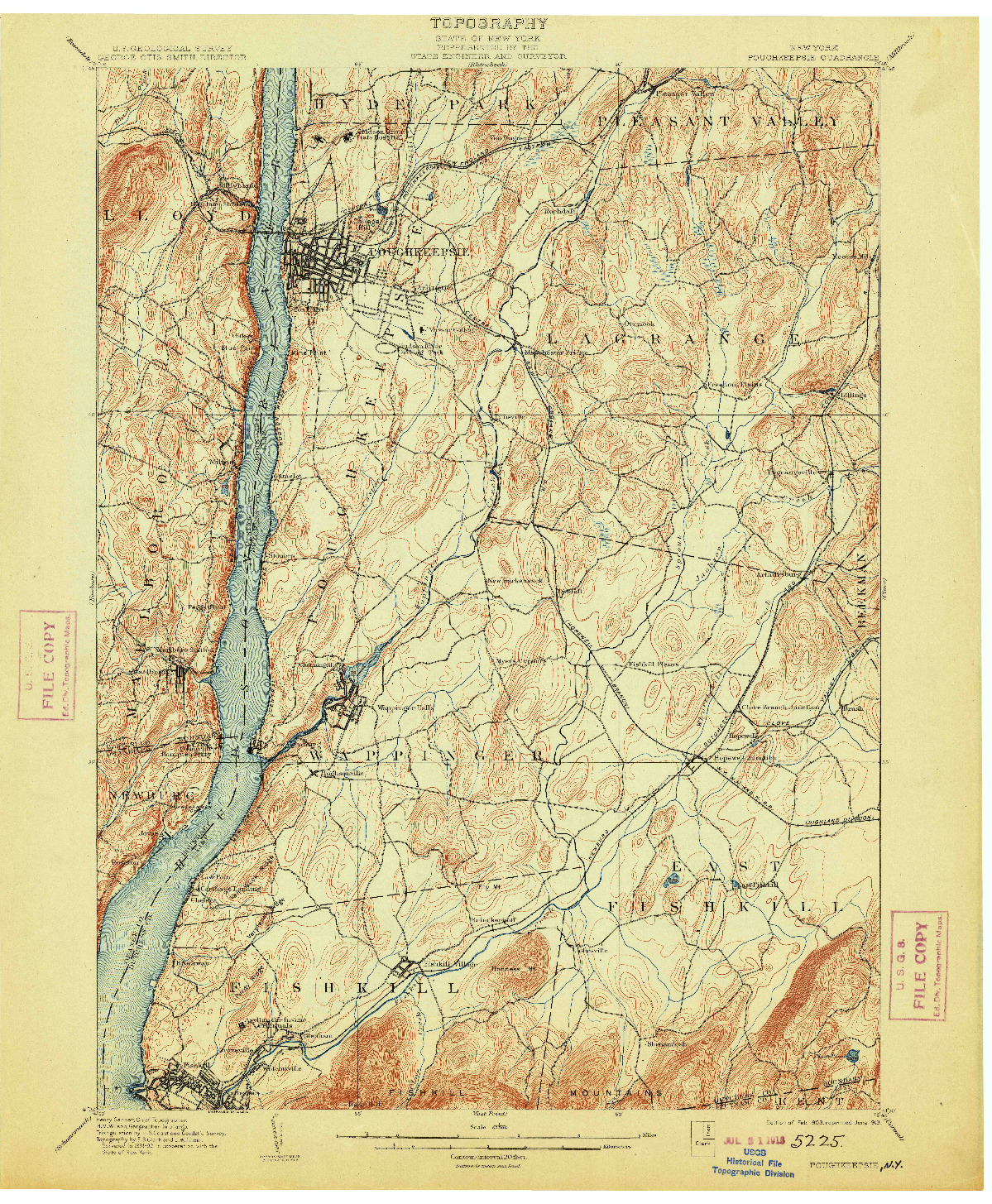 USGS 1:62500-SCALE QUADRANGLE FOR POUGHKEEPSIE, NY 1903