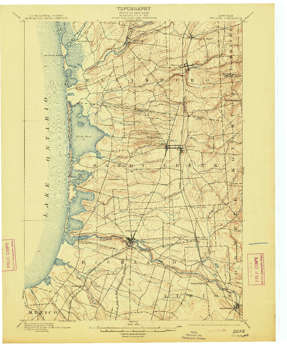 USGS 1:62500-SCALE QUADRANGLE FOR PULASKI, NY 1895