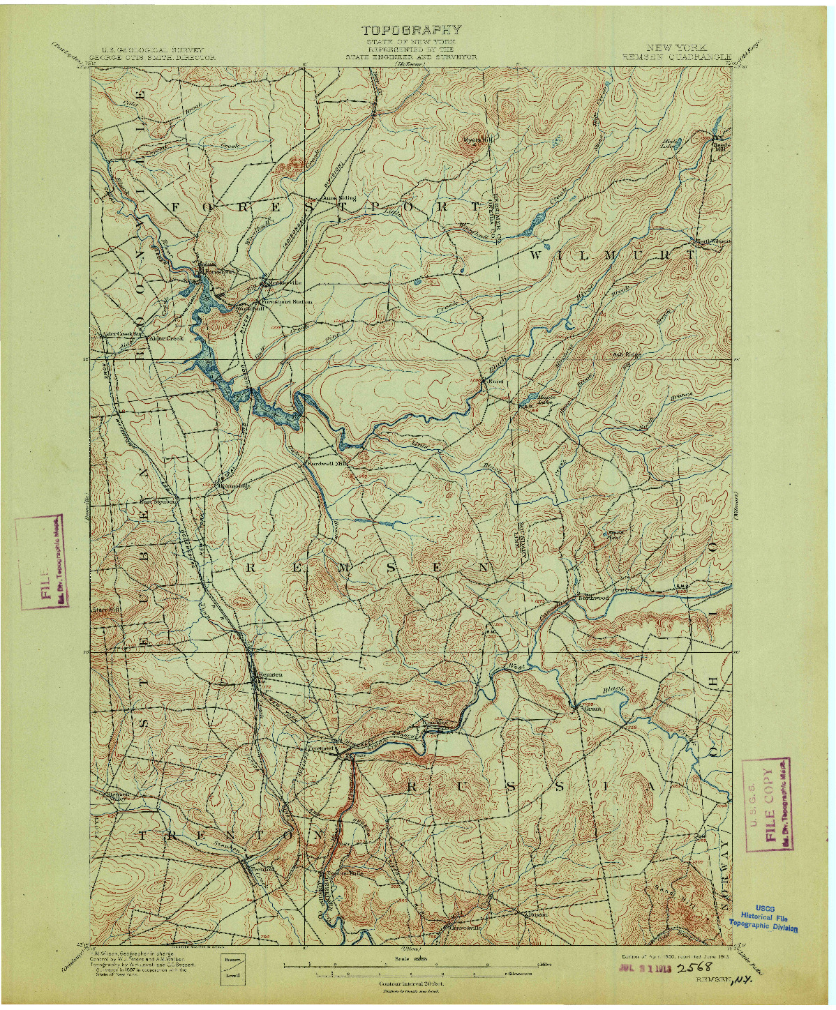 USGS 1:62500-SCALE QUADRANGLE FOR REMSEN, NY 1900