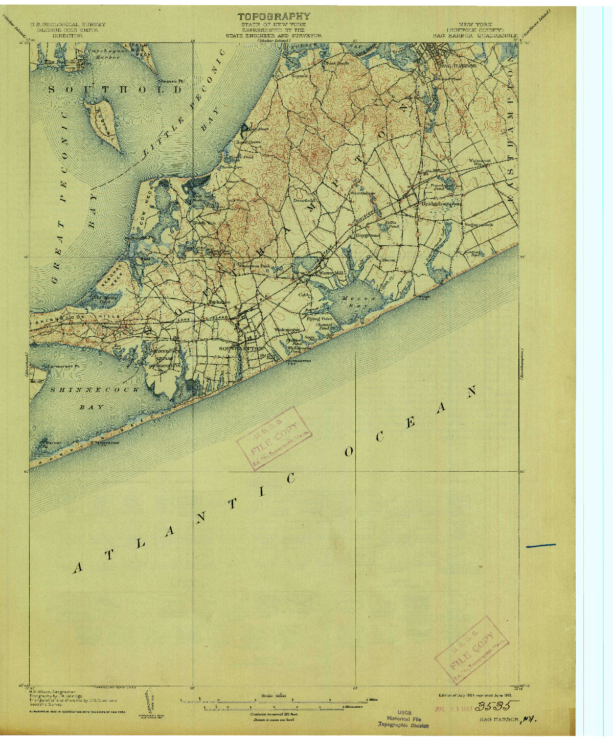 USGS 1:62500-SCALE QUADRANGLE FOR SAG HARBOR, NY 1904