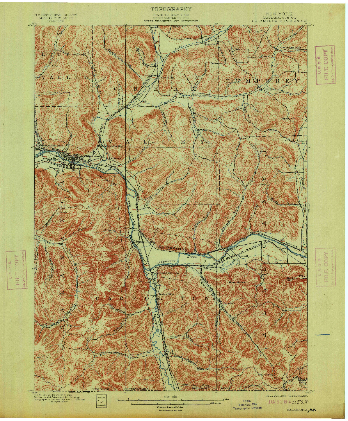 USGS 1:62500-SCALE QUADRANGLE FOR SALAMANCA, NY 1900