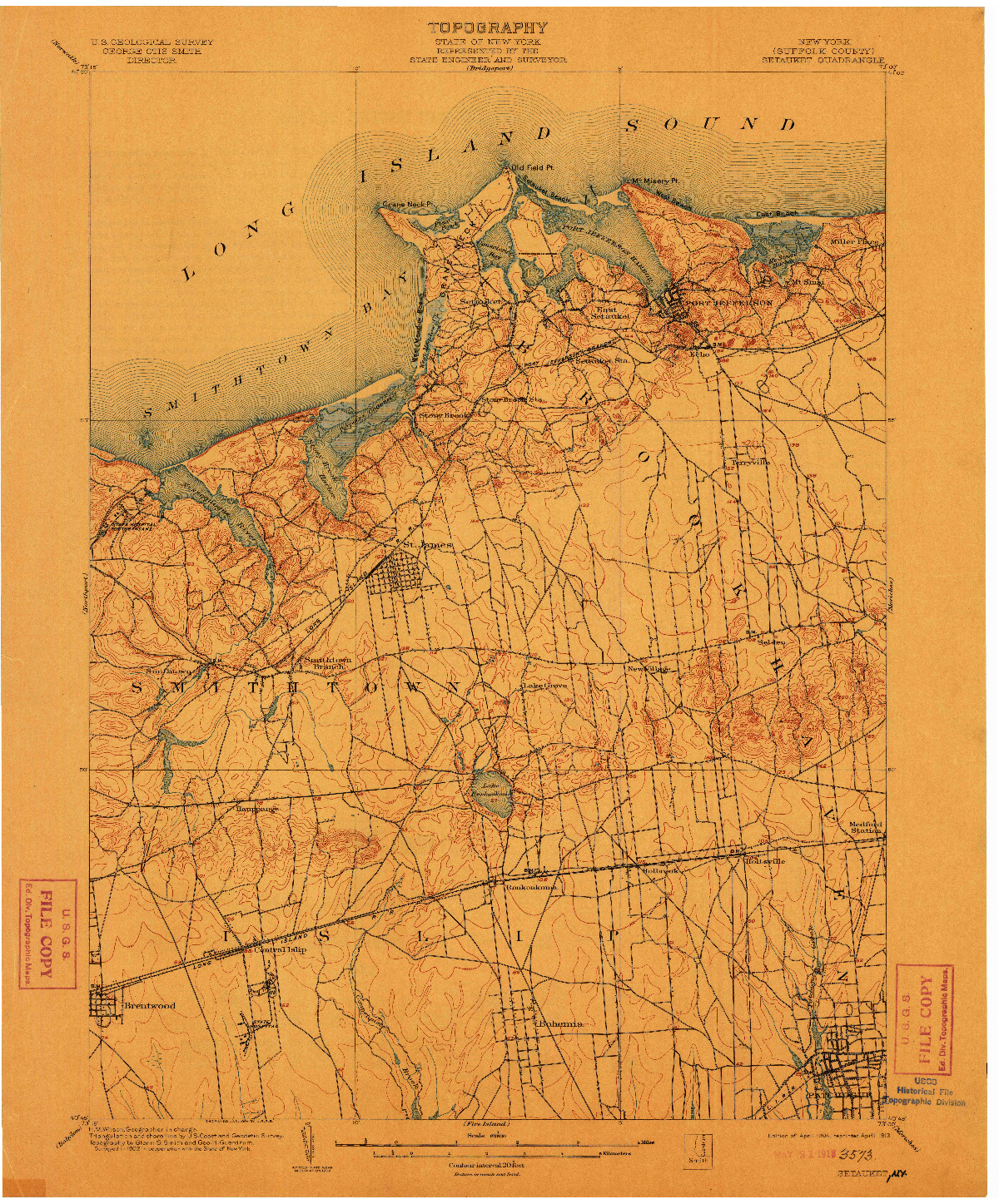 USGS 1:62500-SCALE QUADRANGLE FOR SETAUKET, NY 1904