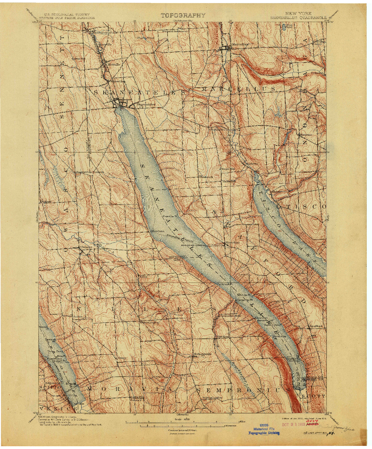 USGS 1:62500-SCALE QUADRANGLE FOR SKANEATELES, NY 1902