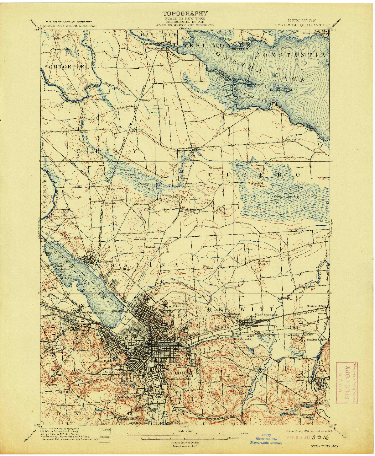 USGS 1:62500-SCALE QUADRANGLE FOR SYRACUSE, NY 1898