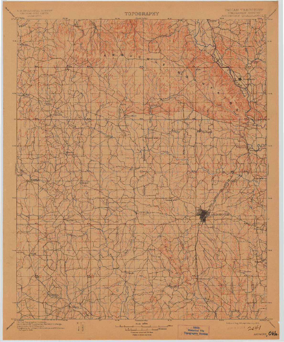 USGS 1:125000-SCALE QUADRANGLE FOR ARDMORE, IT 1901