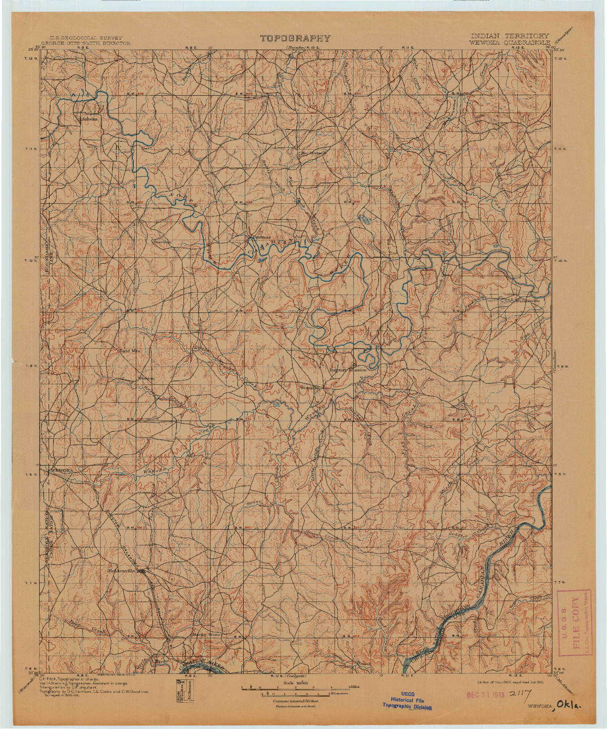 USGS 1:125000-SCALE QUADRANGLE FOR WEWOKA, OK 1900