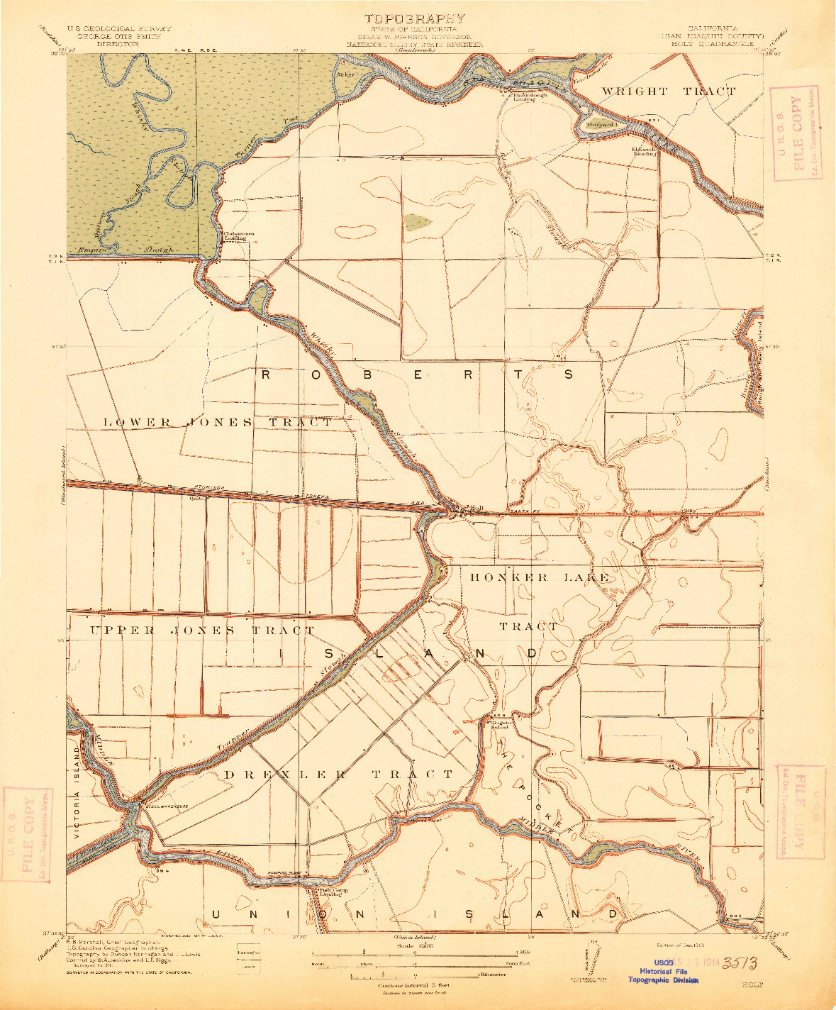 USGS 1:31680-SCALE QUADRANGLE FOR HOLT, CA 1913