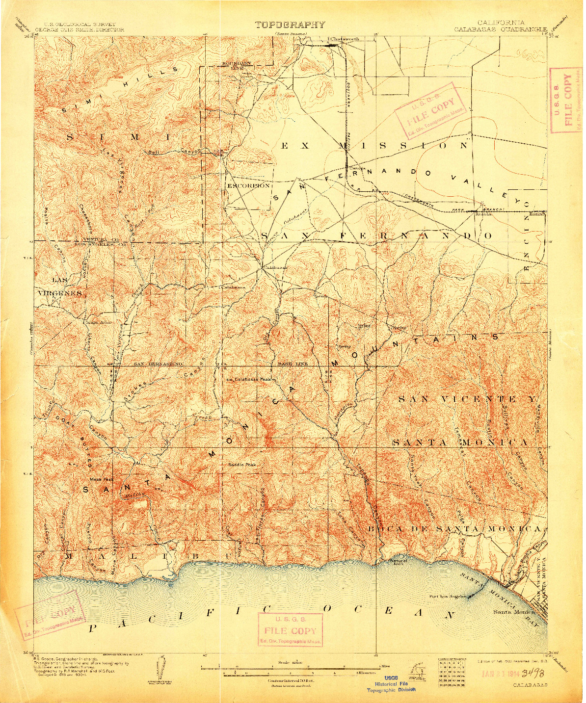 USGS 1:62500-SCALE QUADRANGLE FOR CALABASAS, CA 1903