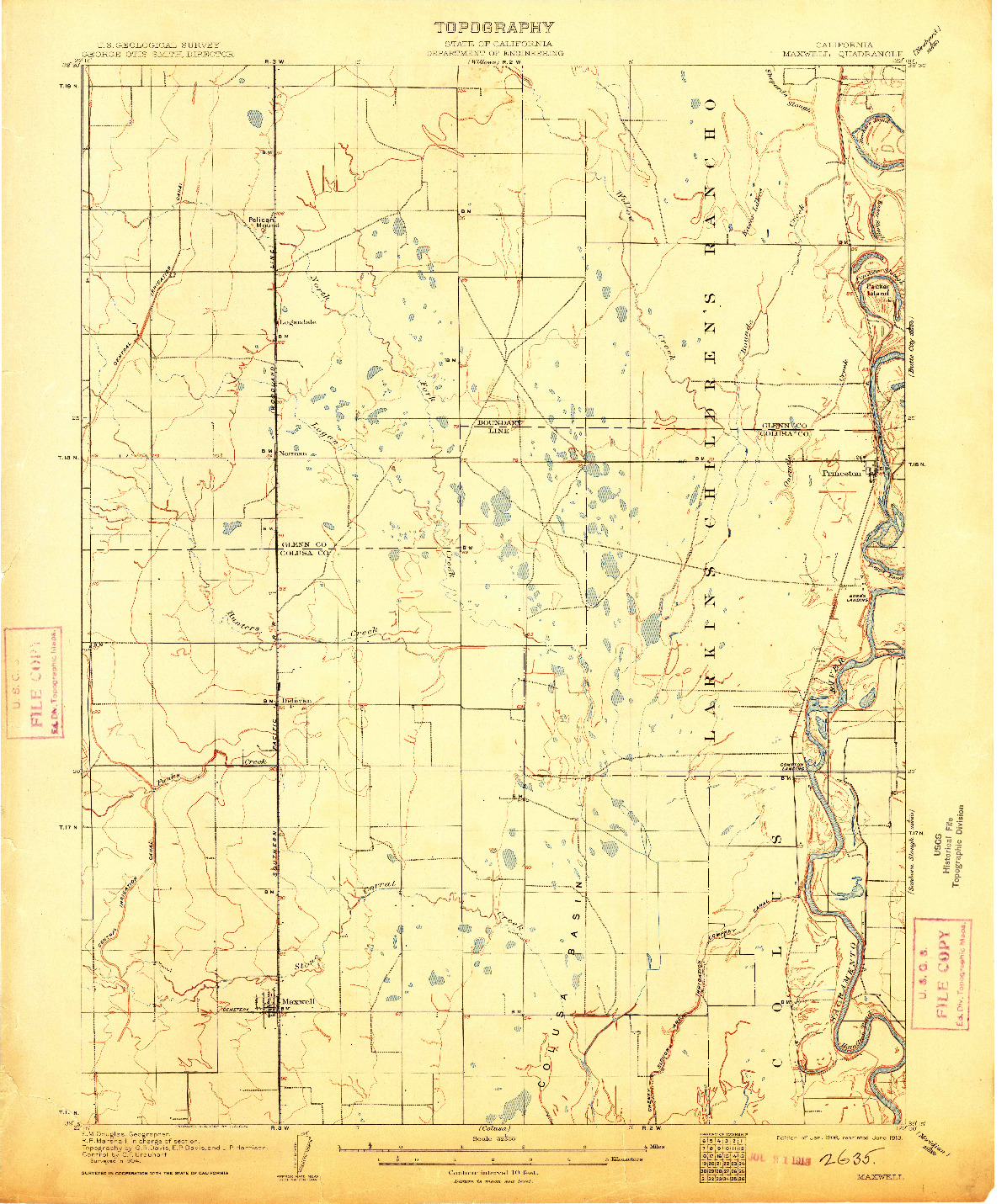 USGS 1:62500-SCALE QUADRANGLE FOR MAXWELL, CA 1906