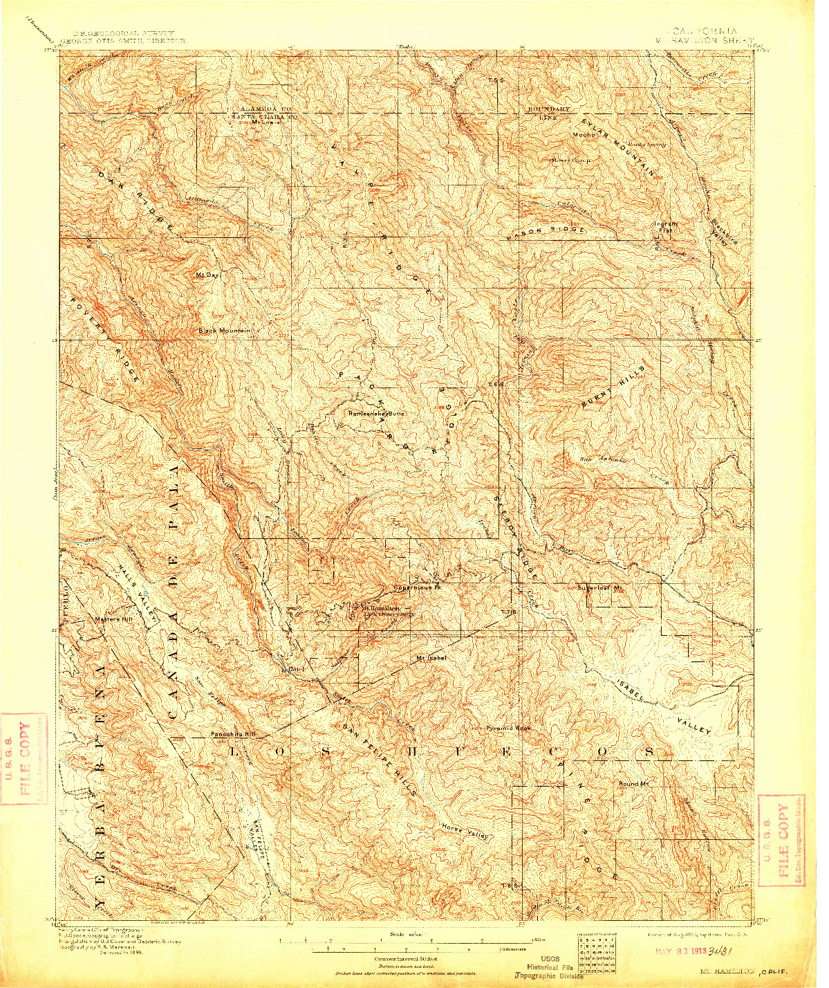 USGS 1:62500-SCALE QUADRANGLE FOR MT. HAMILTON, CA 1897