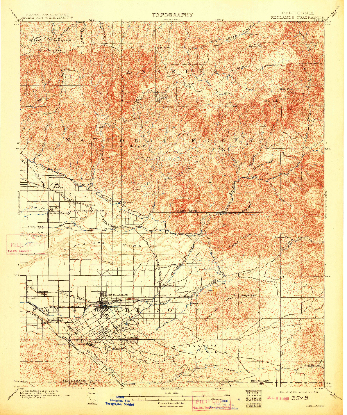 USGS 1:62500-SCALE QUADRANGLE FOR REDLANDS, CA 1901