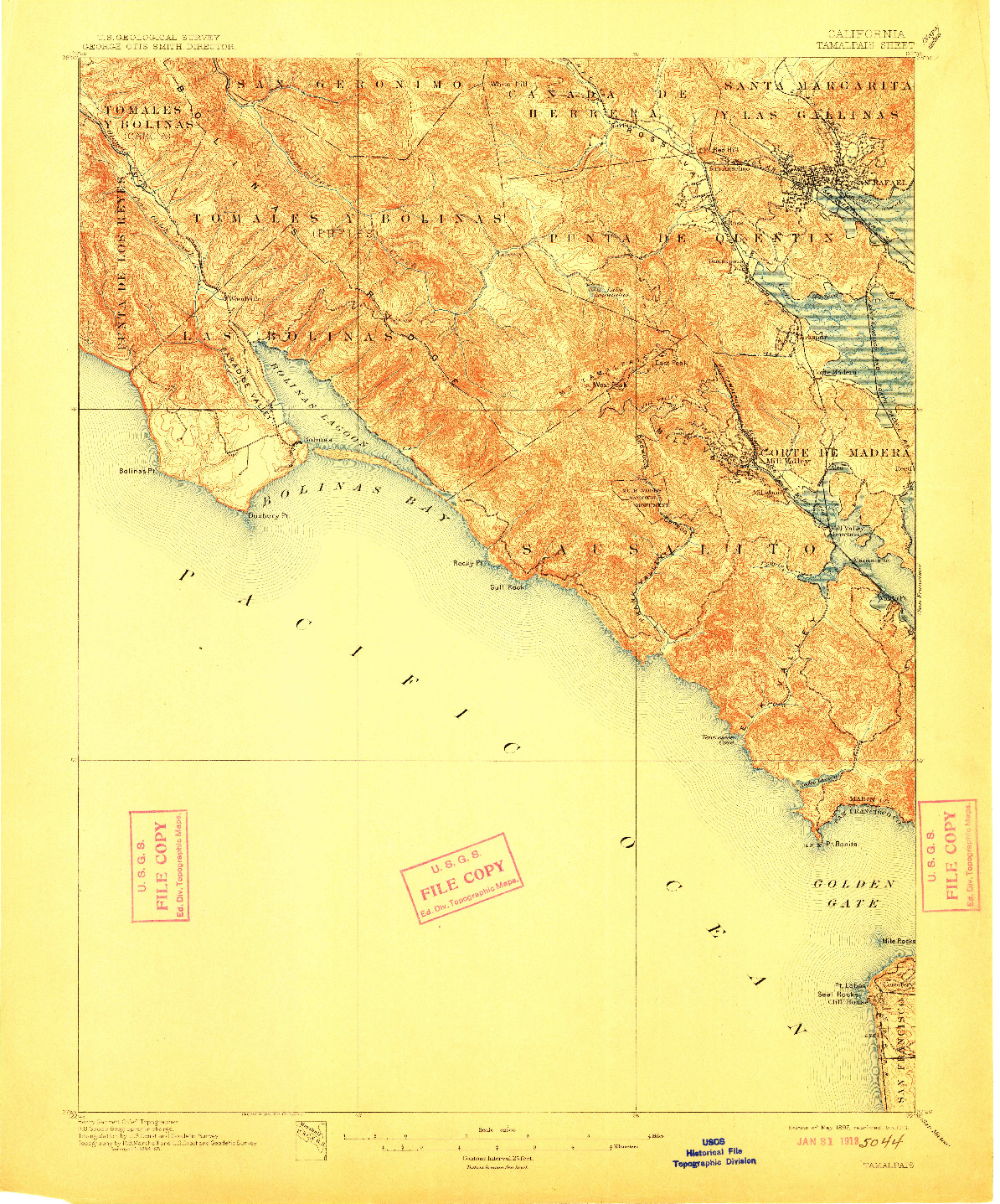 USGS 1:62500-SCALE QUADRANGLE FOR TAMALPAIS, CA 1897