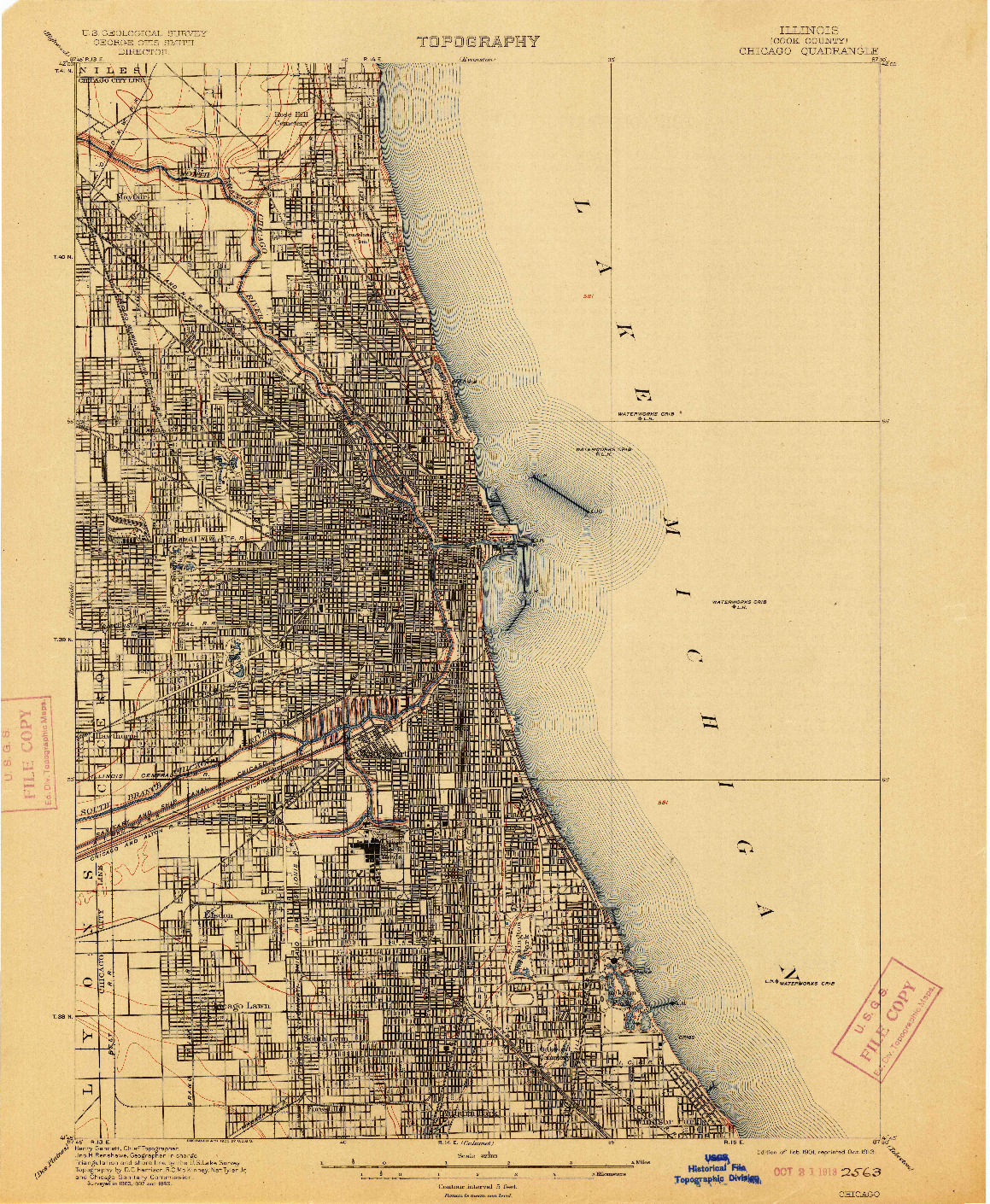 USGS 1:62500-SCALE QUADRANGLE FOR CHICAGO, IL 1901