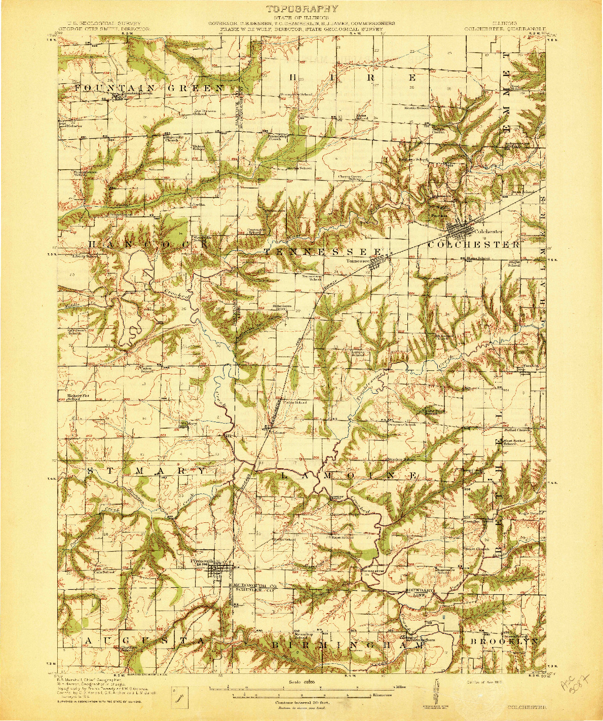 USGS 1:62500-SCALE QUADRANGLE FOR COLCHESTER, IL 1913