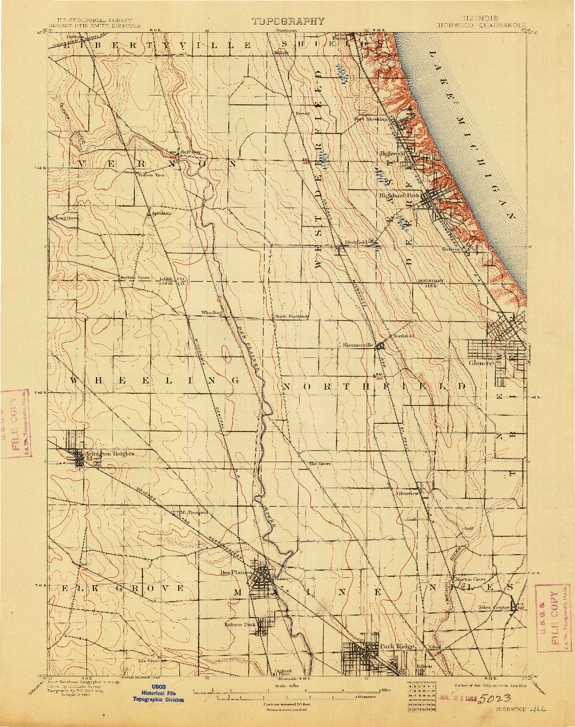 USGS 1:62500-SCALE QUADRANGLE FOR HIGHWOOD, IL 1900