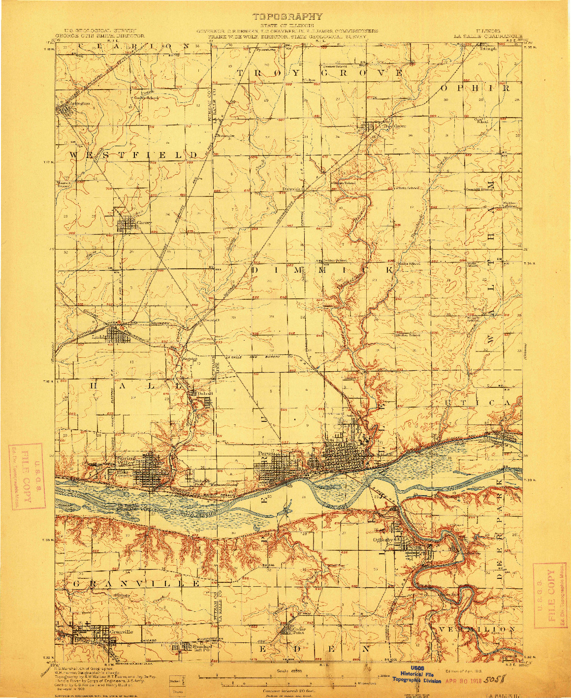 USGS 1:62500-SCALE QUADRANGLE FOR LA SALLE, IL 1913