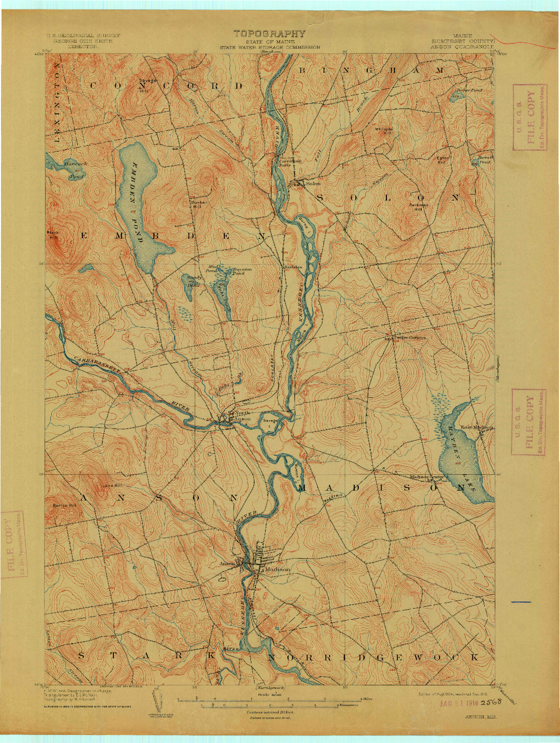 USGS 1:62500-SCALE QUADRANGLE FOR ANSON, ME 1904