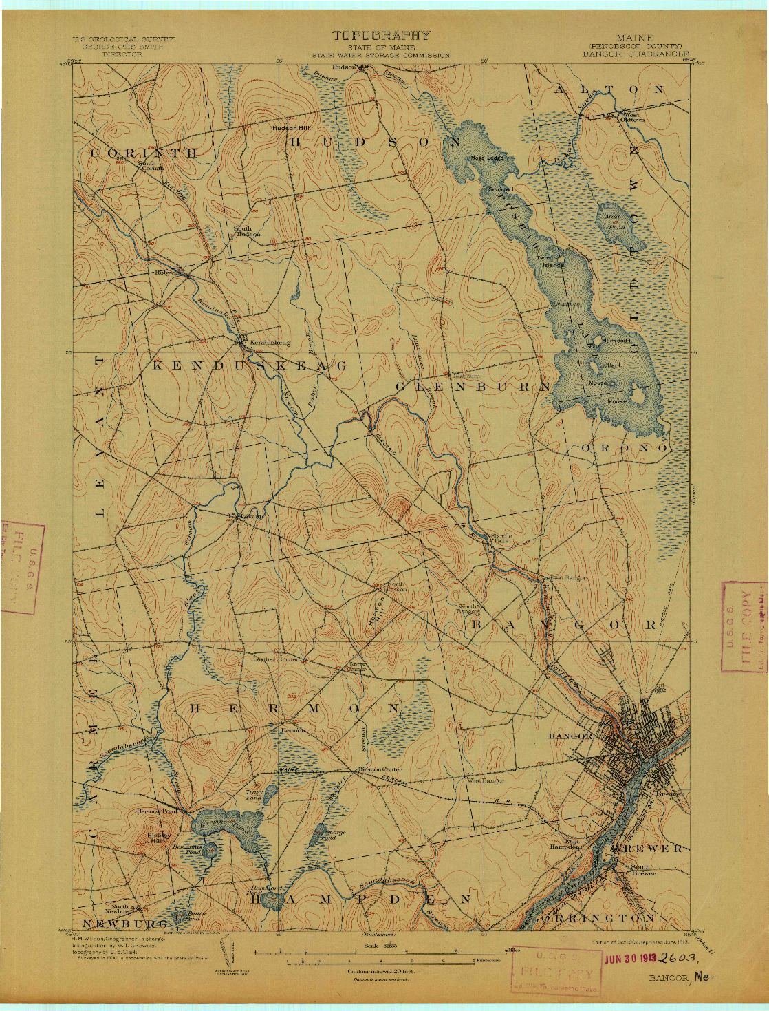 USGS 1:62500-SCALE QUADRANGLE FOR BANGOR, ME 1902