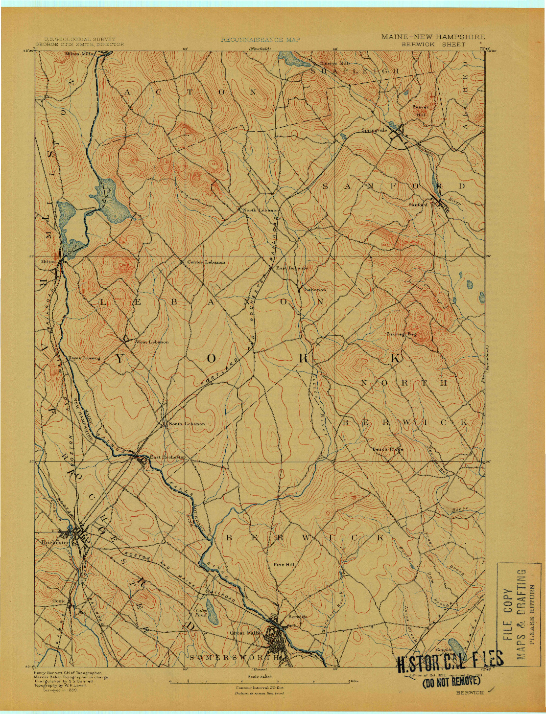 USGS 1:62500-SCALE QUADRANGLE FOR BERWICK, ME 1893