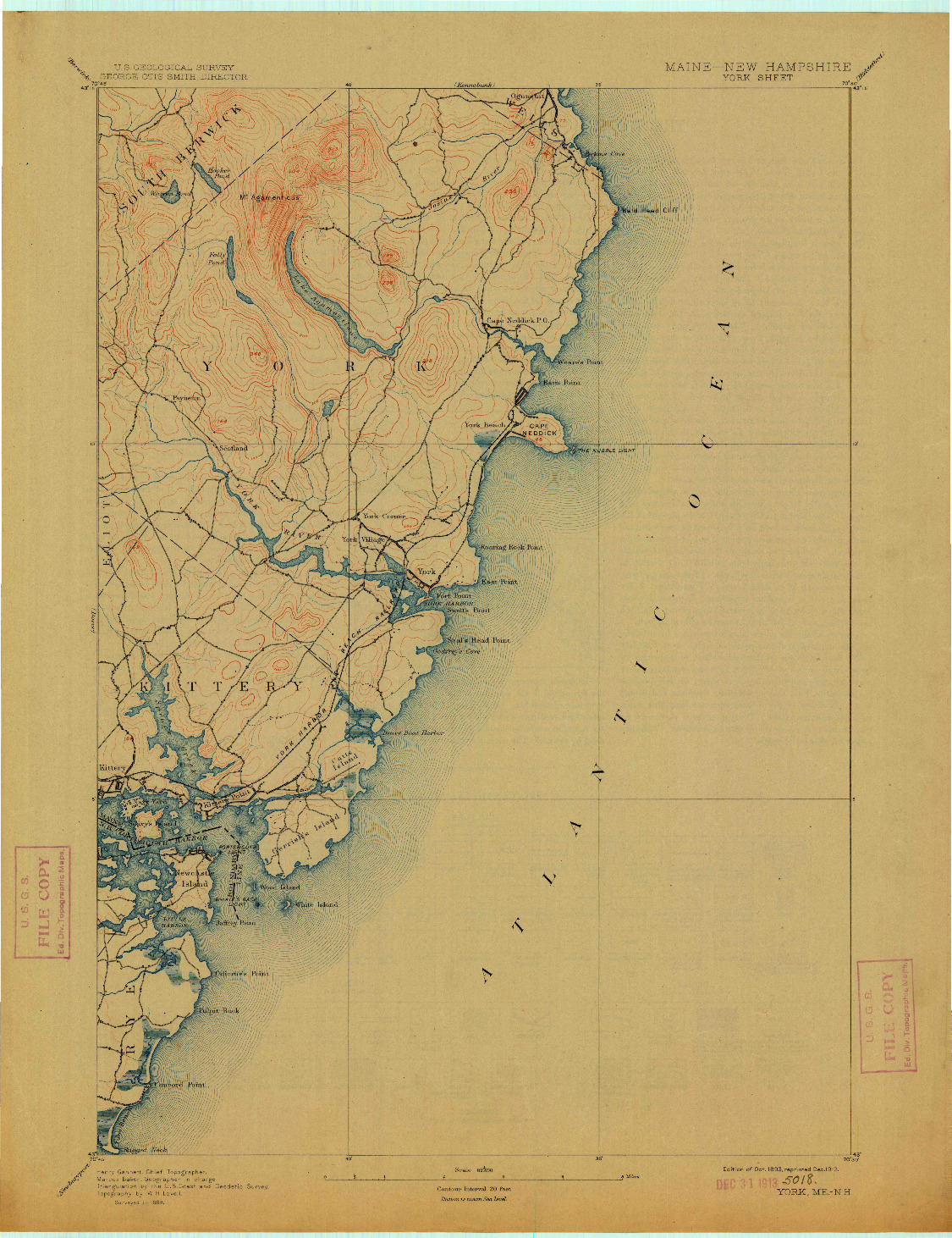 USGS 1:62500-SCALE QUADRANGLE FOR SPRINGFIELD, ME 1893