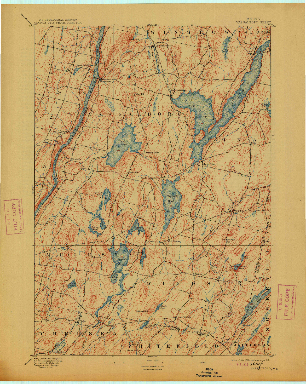 USGS 1:62500-SCALE QUADRANGLE FOR VASSALBORO, ME 1893