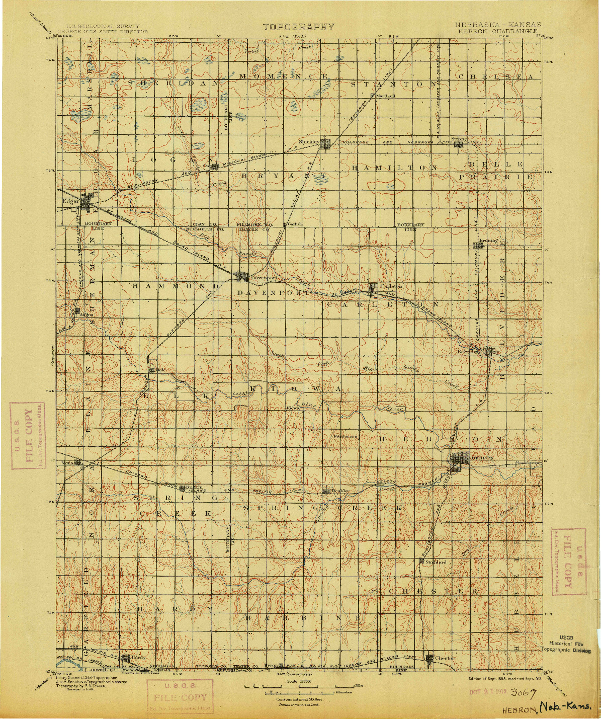 USGS 1:125000-SCALE QUADRANGLE FOR HEBRON, NE 1898