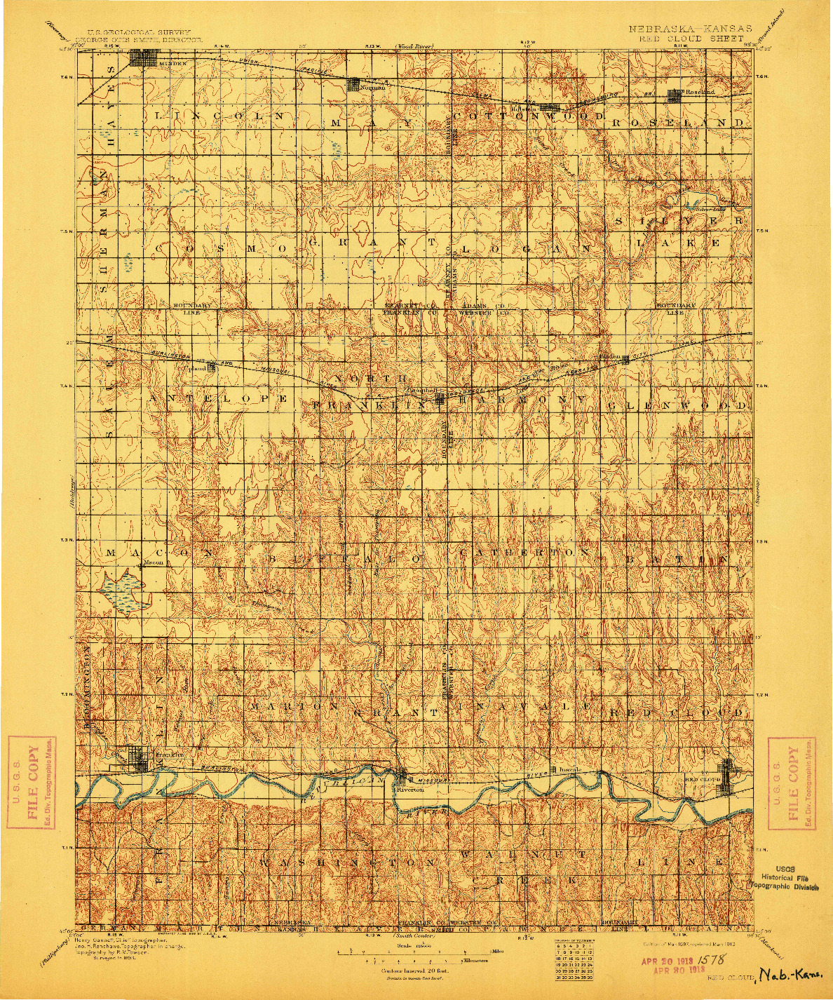 USGS 1:125000-SCALE QUADRANGLE FOR RED CLOUD, NE 1897