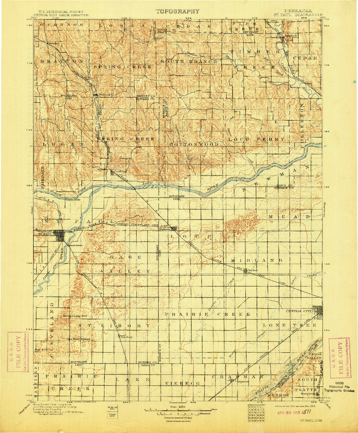 USGS 1:125000-SCALE QUADRANGLE FOR ST. PAUL, NE 1899