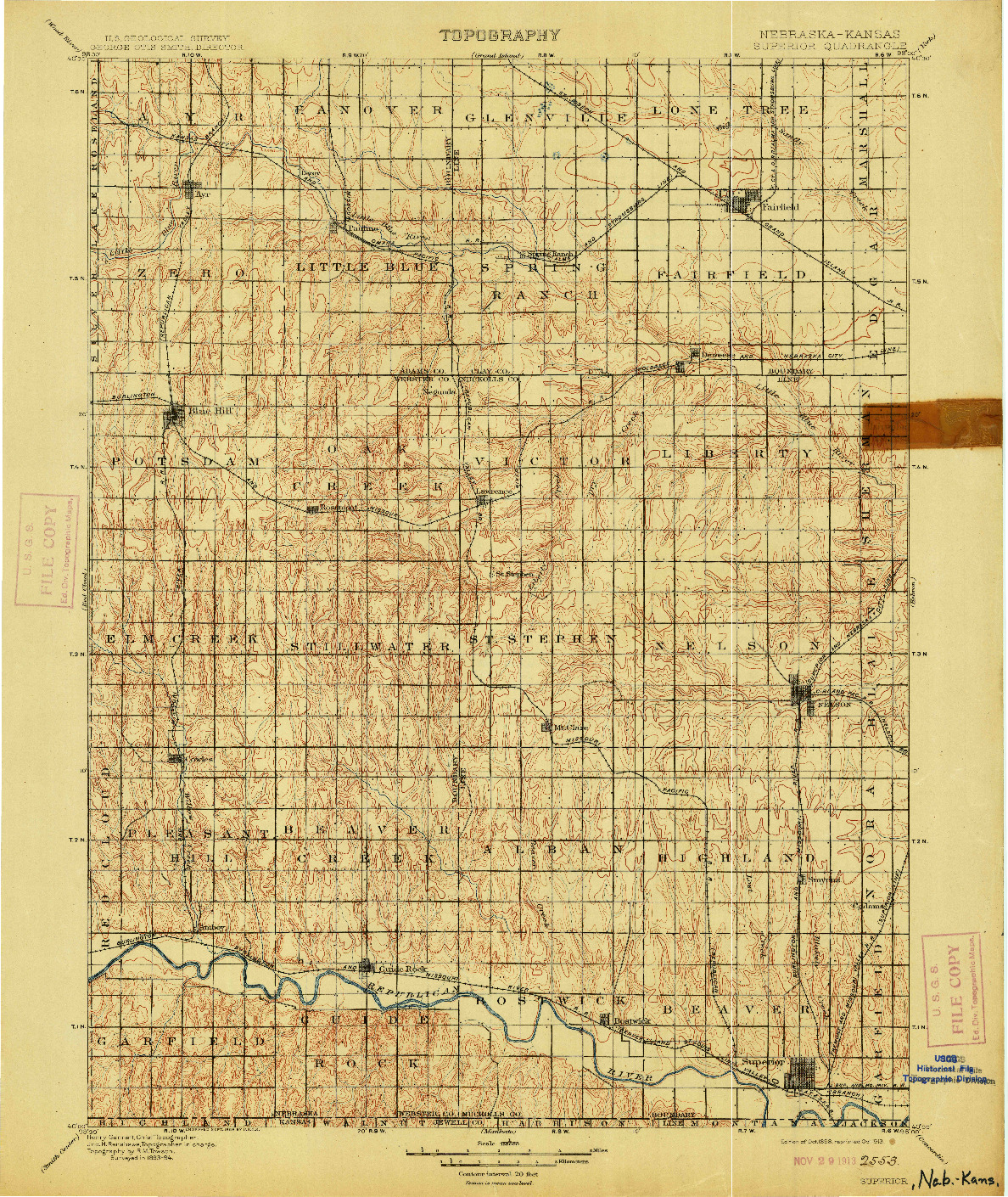 USGS 1:125000-SCALE QUADRANGLE FOR SUPERIOR, NE 1898