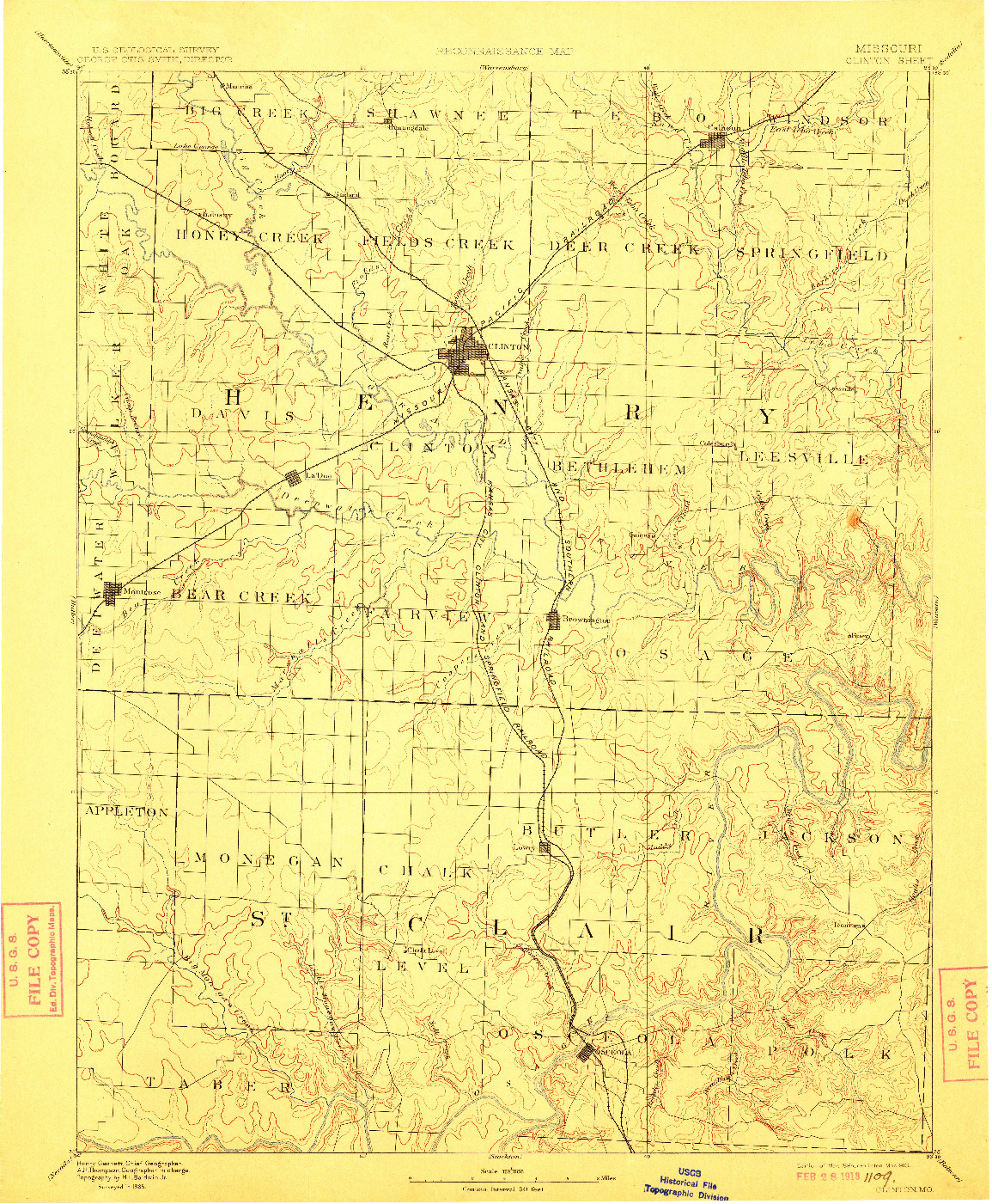 USGS 1:125000-SCALE QUADRANGLE FOR CLINTON, MO 1894