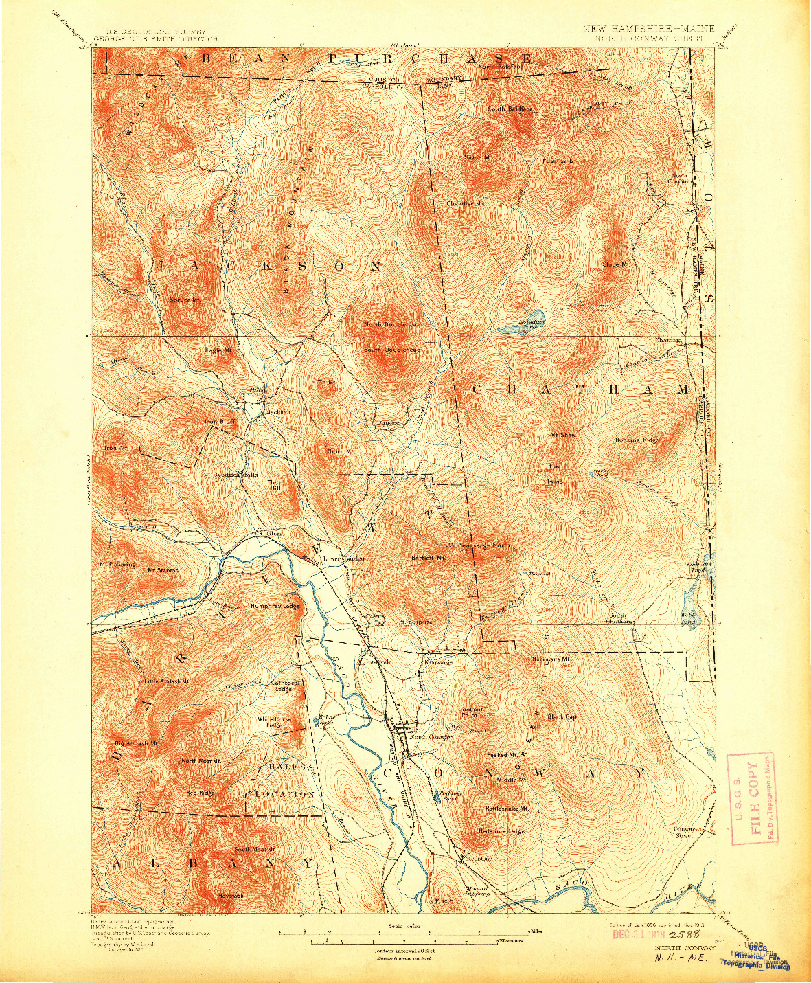 USGS 1:62500-SCALE QUADRANGLE FOR NORTH CONWAY, NH 1896