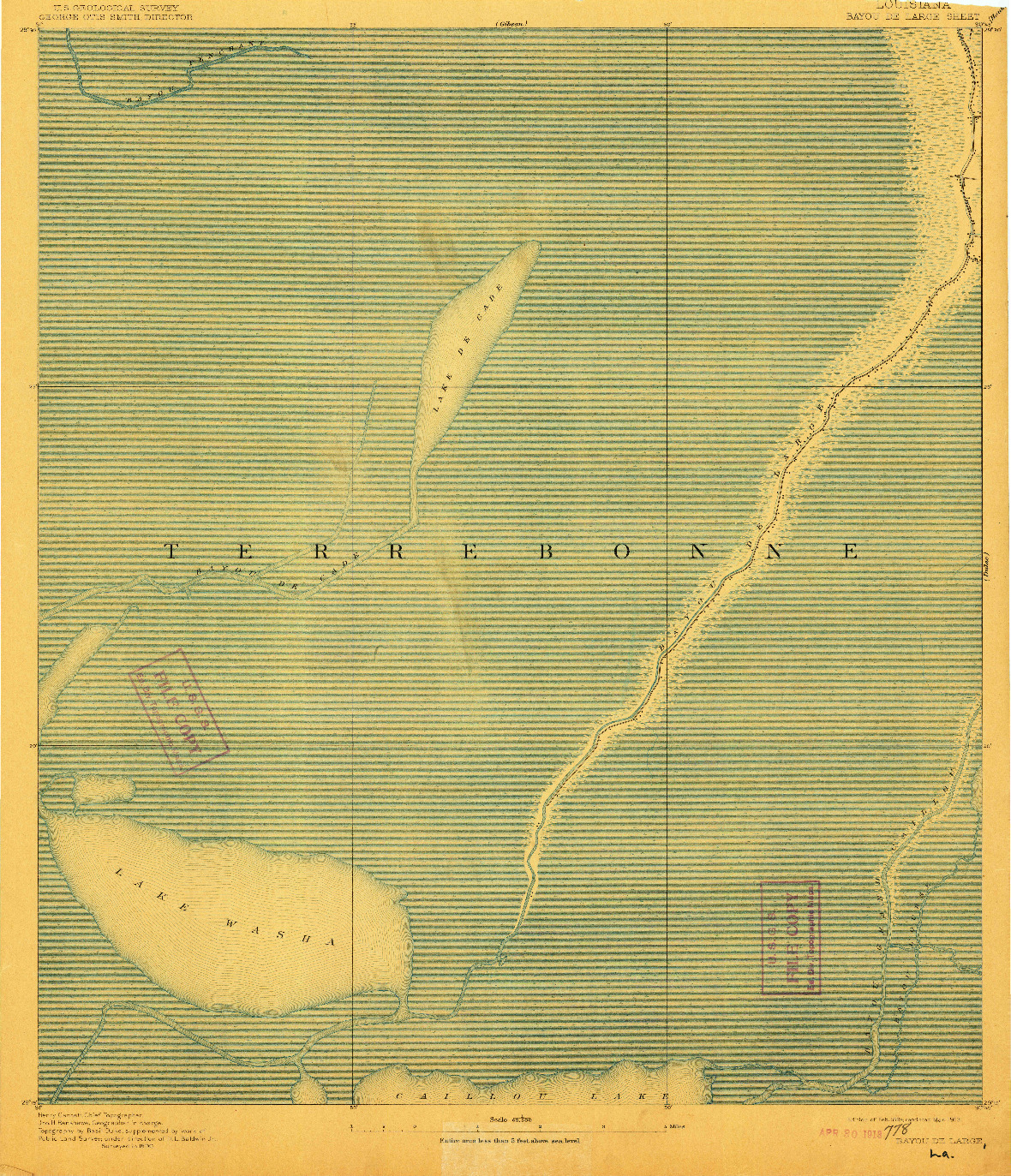 USGS 1:62500-SCALE QUADRANGLE FOR BAYOU DE LARGE, LA 1894