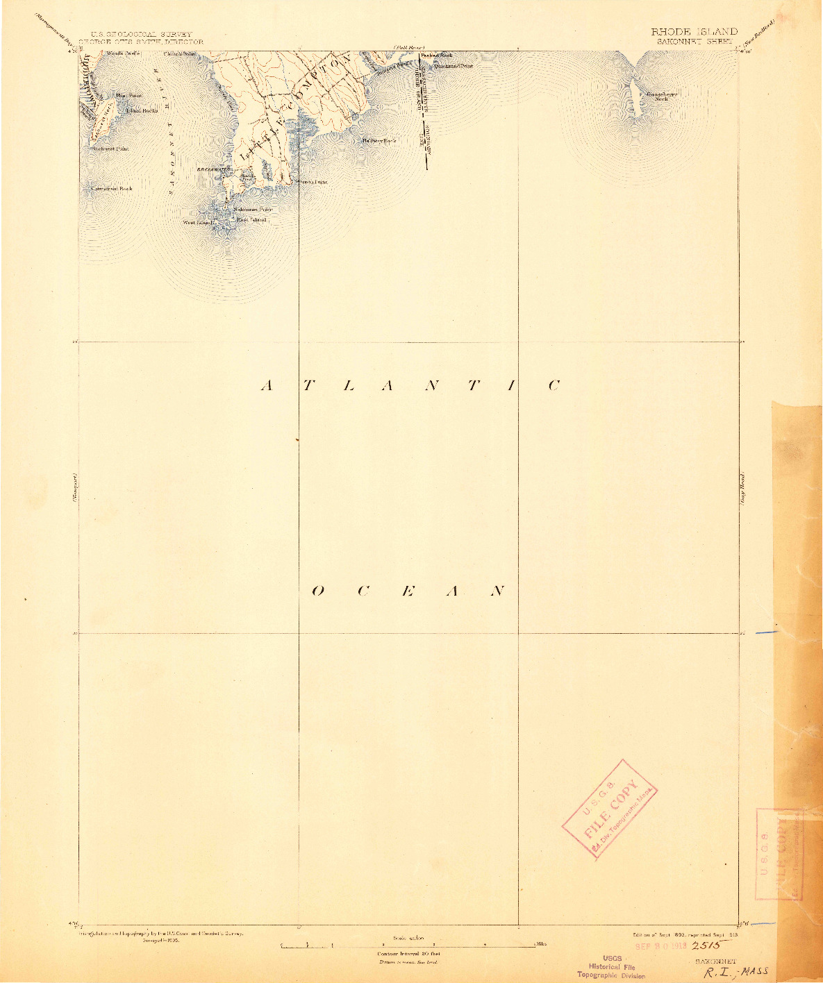 USGS 1:62500-SCALE QUADRANGLE FOR SAKONNET, RI 1893