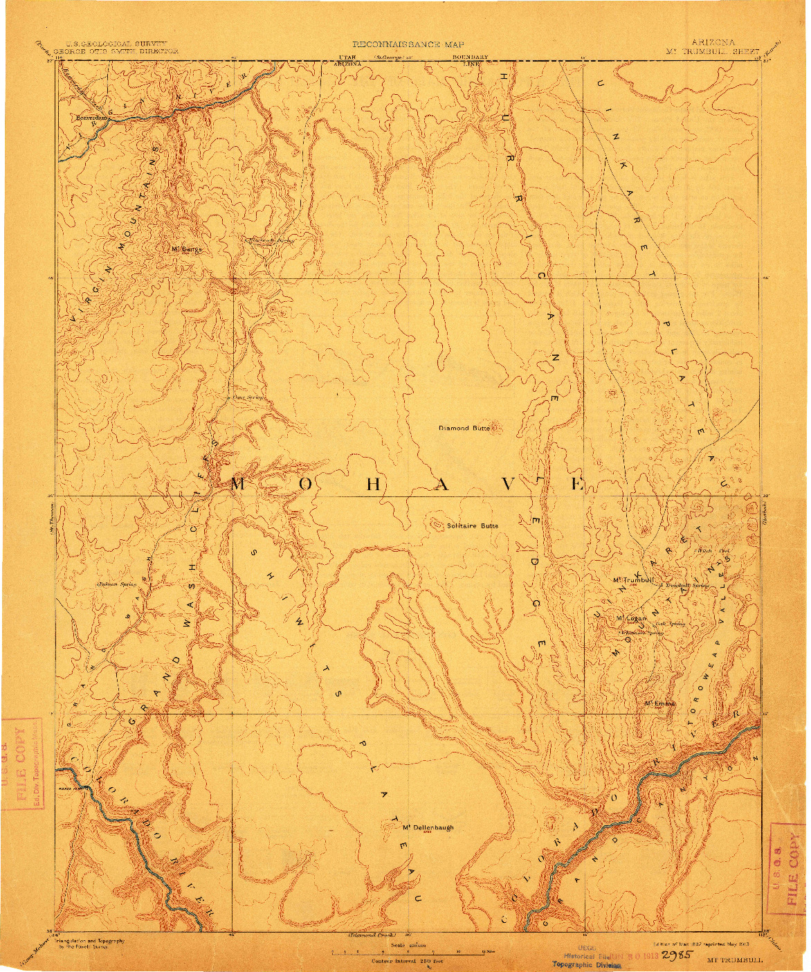 USGS 1:250000-SCALE QUADRANGLE FOR MT. TRUMBULL, AZ 1892