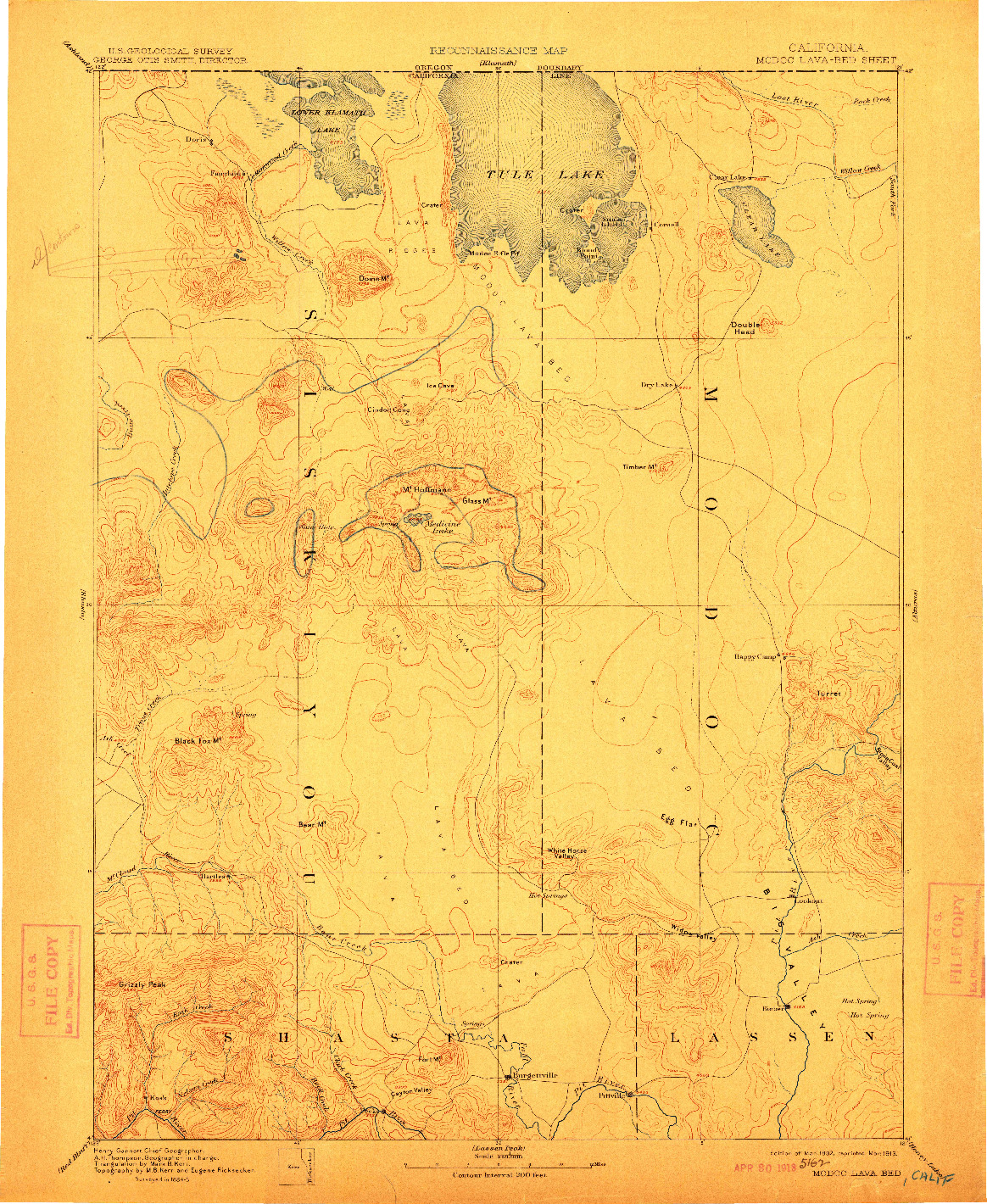 USGS 1:250000-SCALE QUADRANGLE FOR MODOC LAVA BED, CA 1892