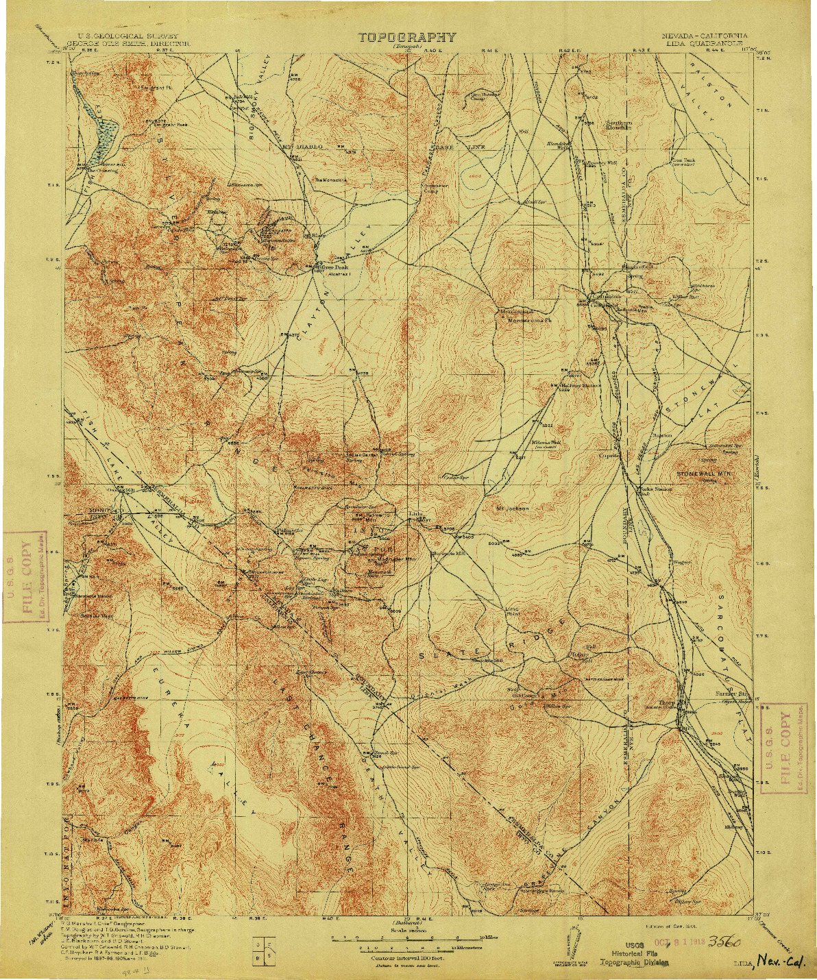 USGS 1:250000-SCALE QUADRANGLE FOR LIDA, NV 1913