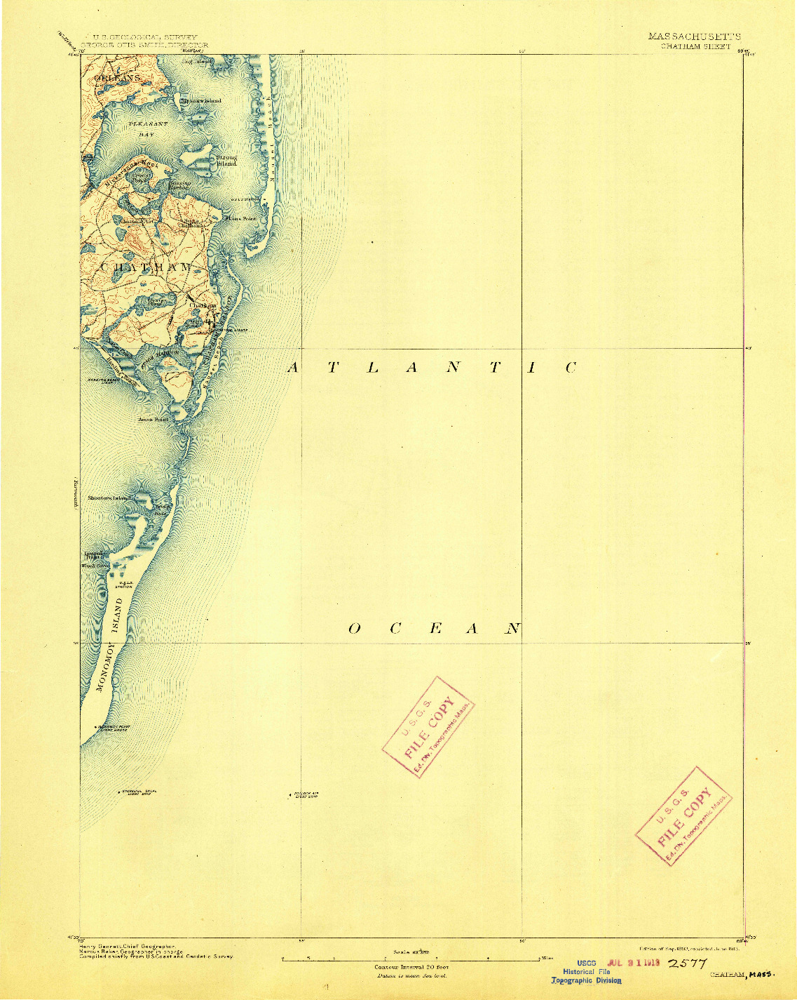 USGS 1:62500-SCALE QUADRANGLE FOR CHATHAM, MA 1893