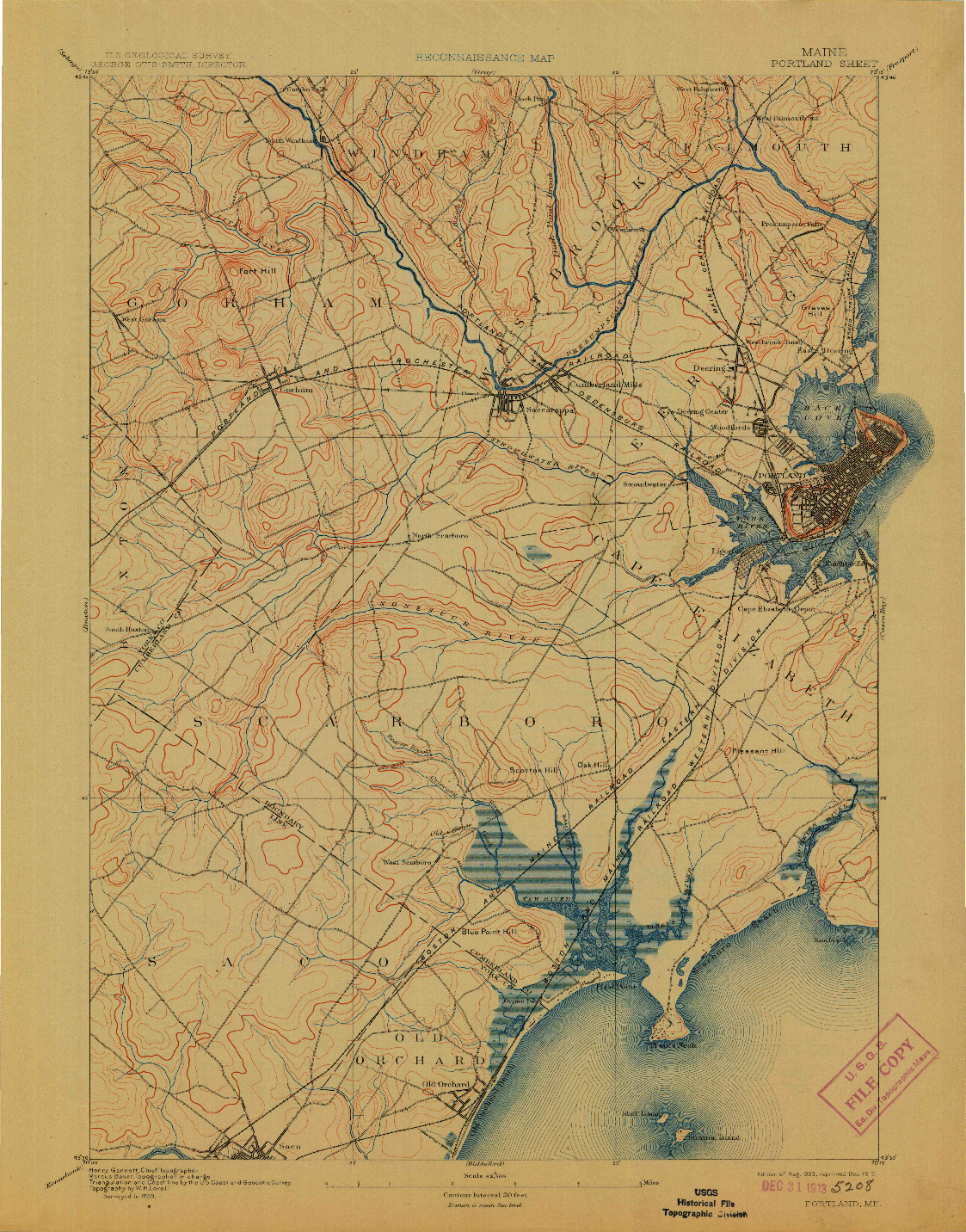 USGS 1:62500-SCALE QUADRANGLE FOR PORTLAND, ME 1893