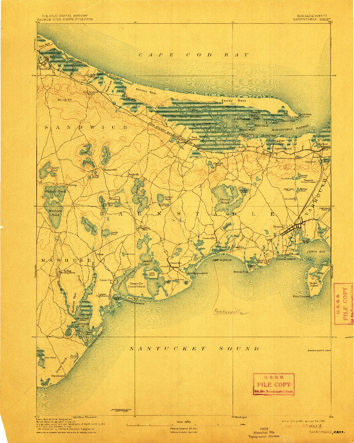 USGS 1:62500-SCALE QUADRANGLE FOR BARNSTABLE, MA 1893