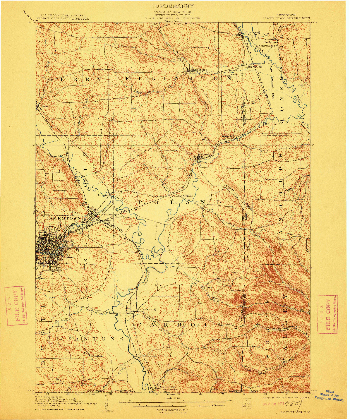 USGS 1:62500-SCALE QUADRANGLE FOR JAMESTOWN, NY 1905