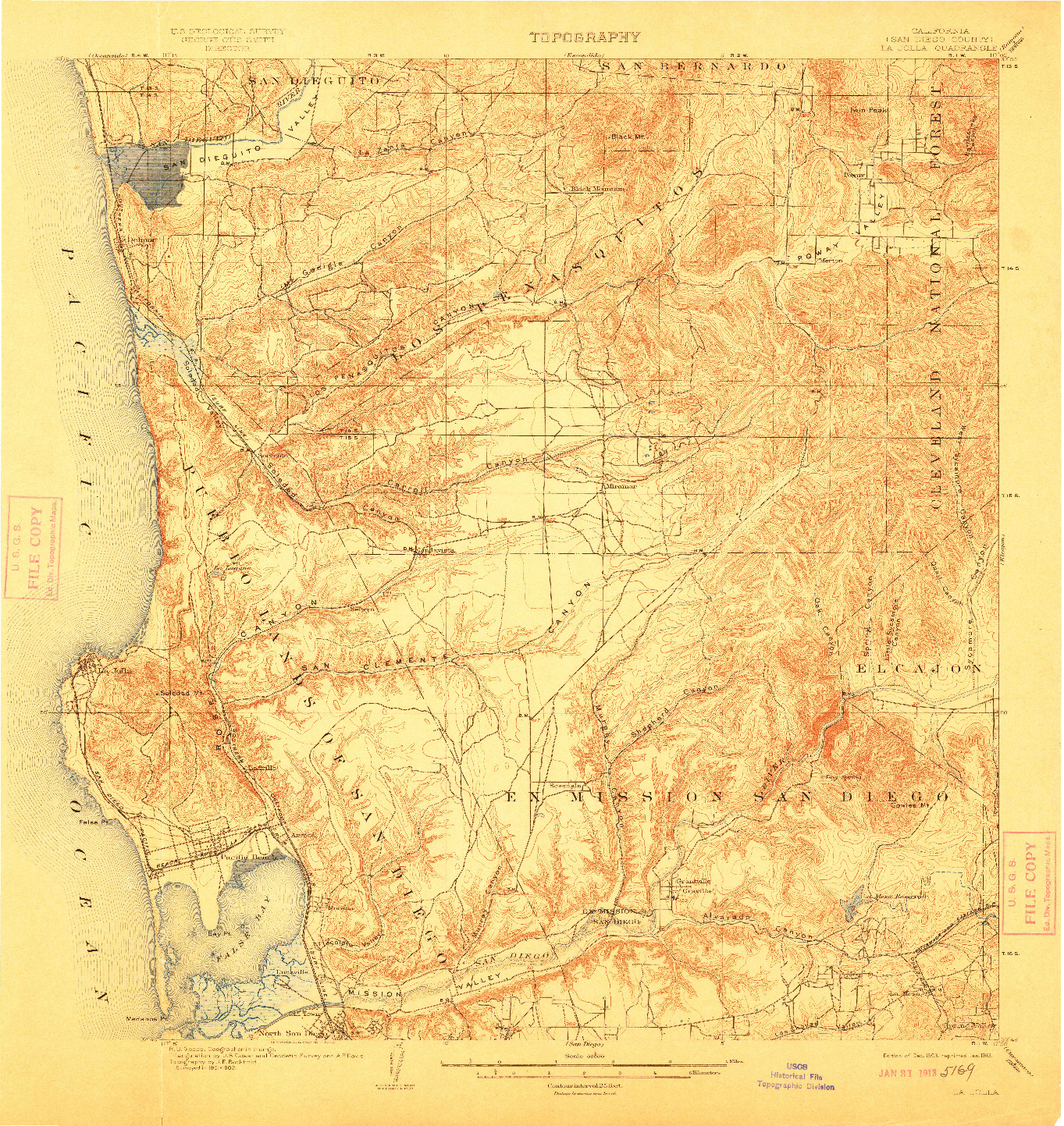 USGS 1:62500-SCALE QUADRANGLE FOR LA JOLLA, CA 1903