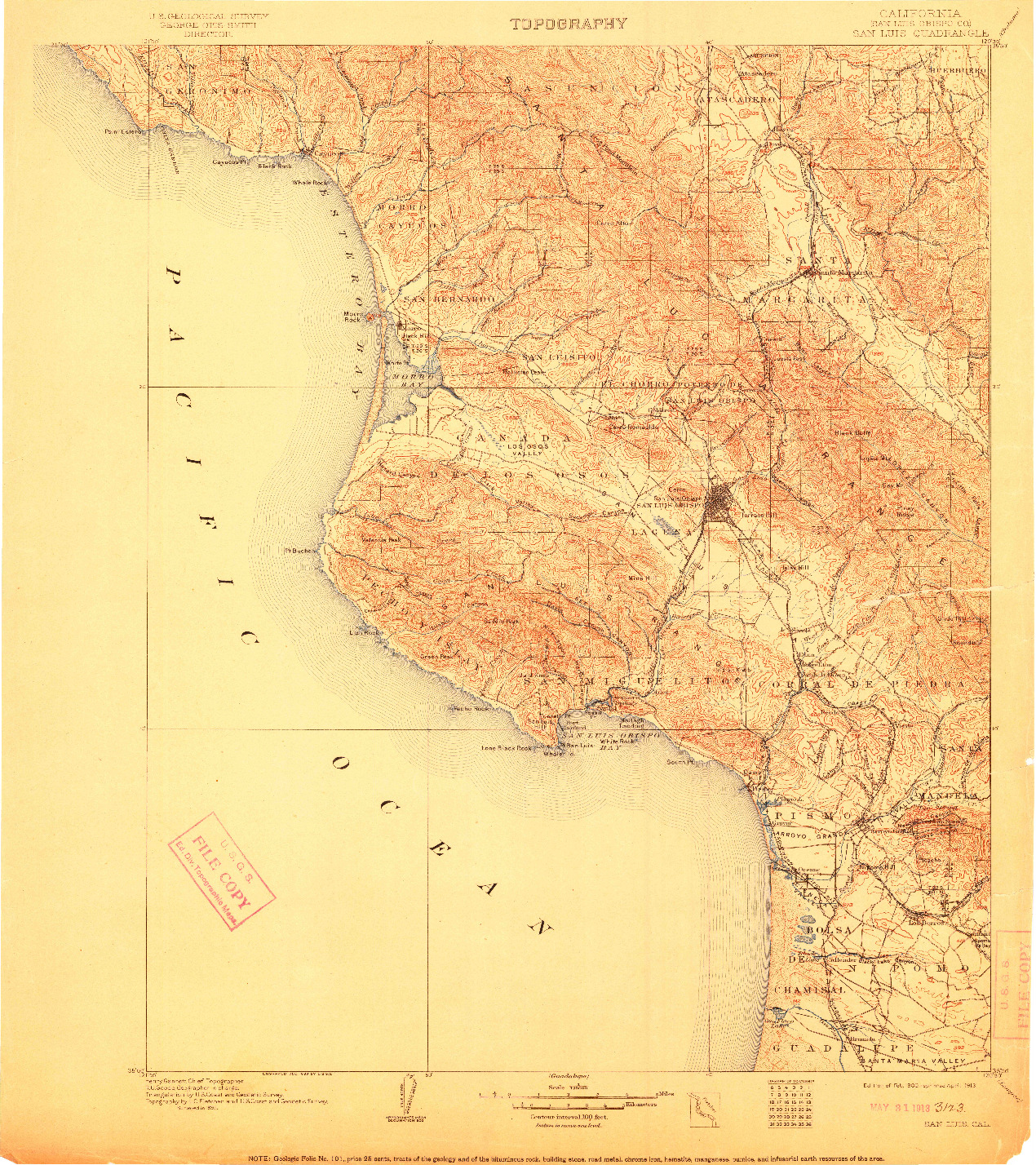 USGS 1:125000-SCALE QUADRANGLE FOR SAN LUIS, CA 1900