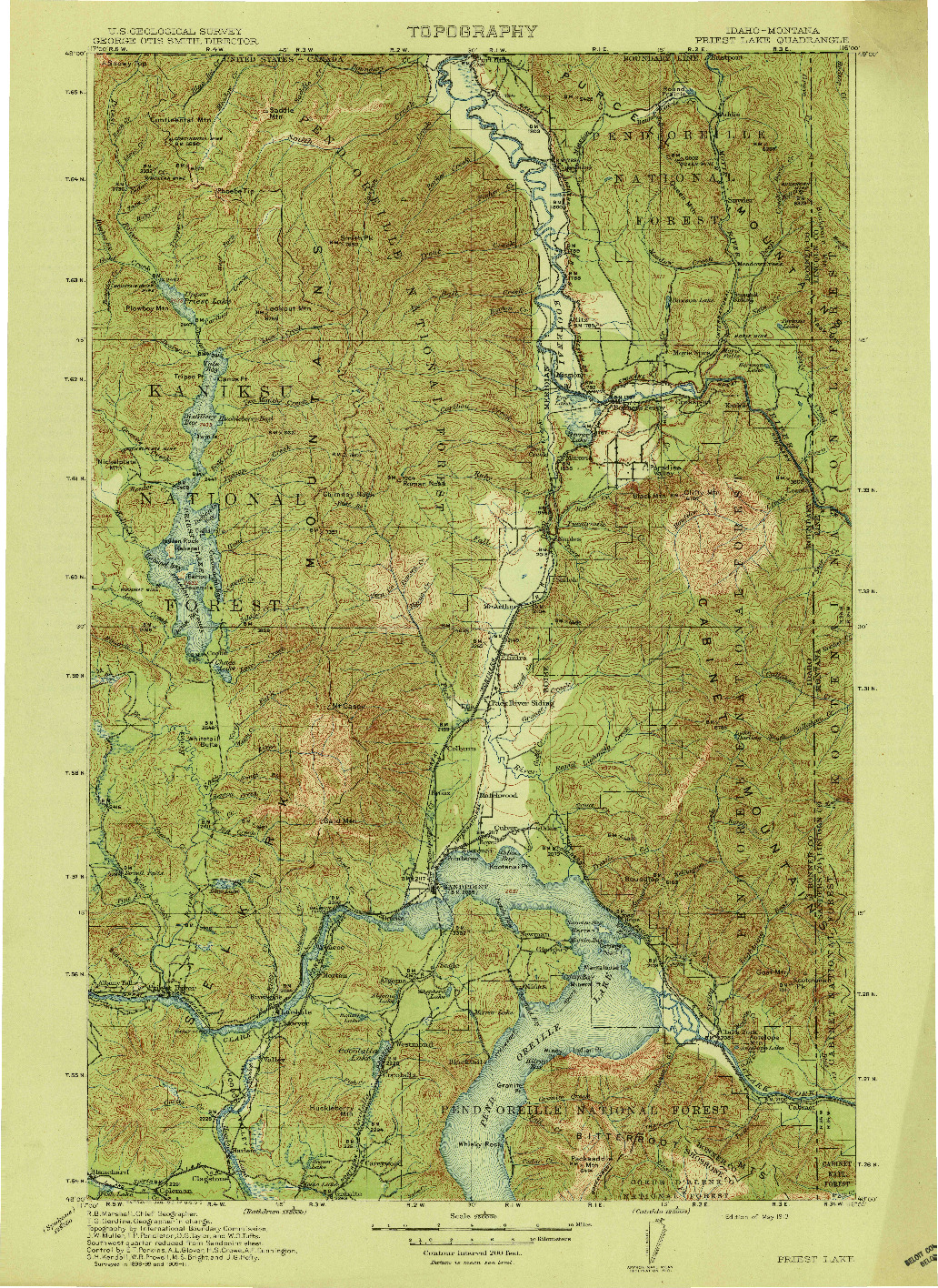 USGS 1:250000-SCALE QUADRANGLE FOR PRIEST LAKE, ID 1913