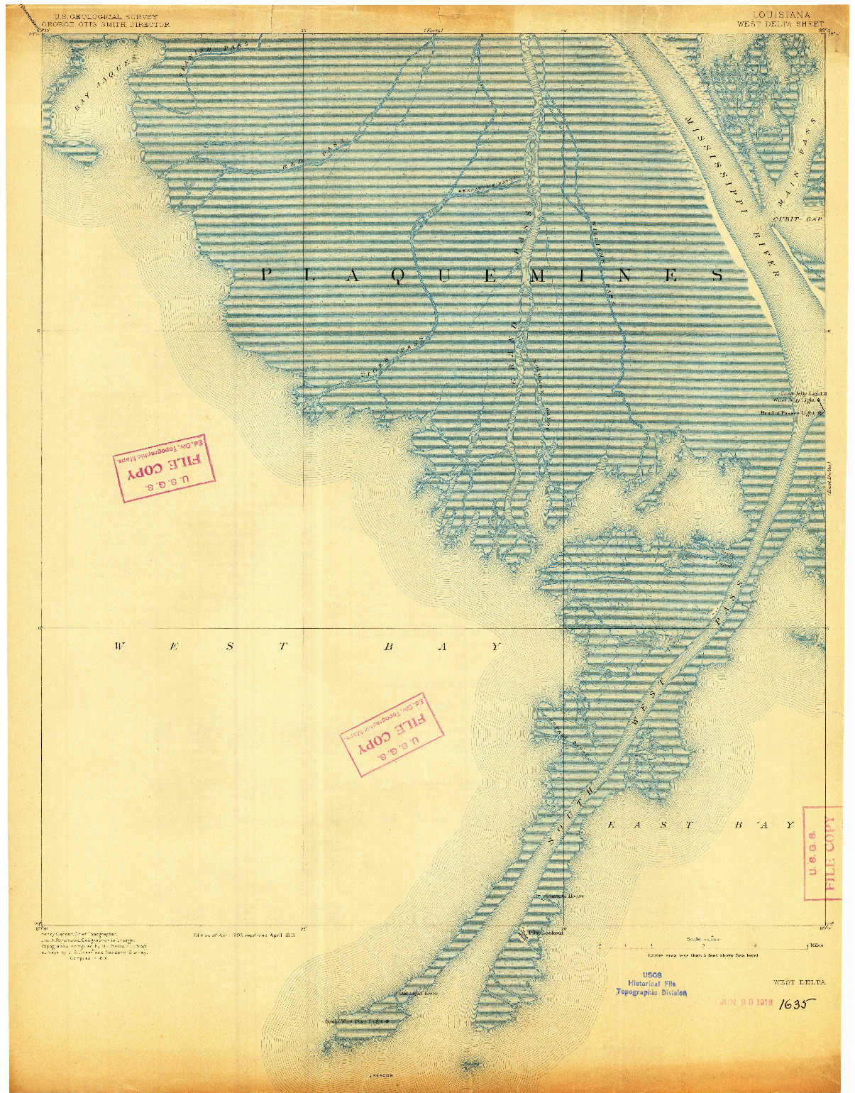 USGS 1:62500-SCALE QUADRANGLE FOR WEST DELTA, LA 1893