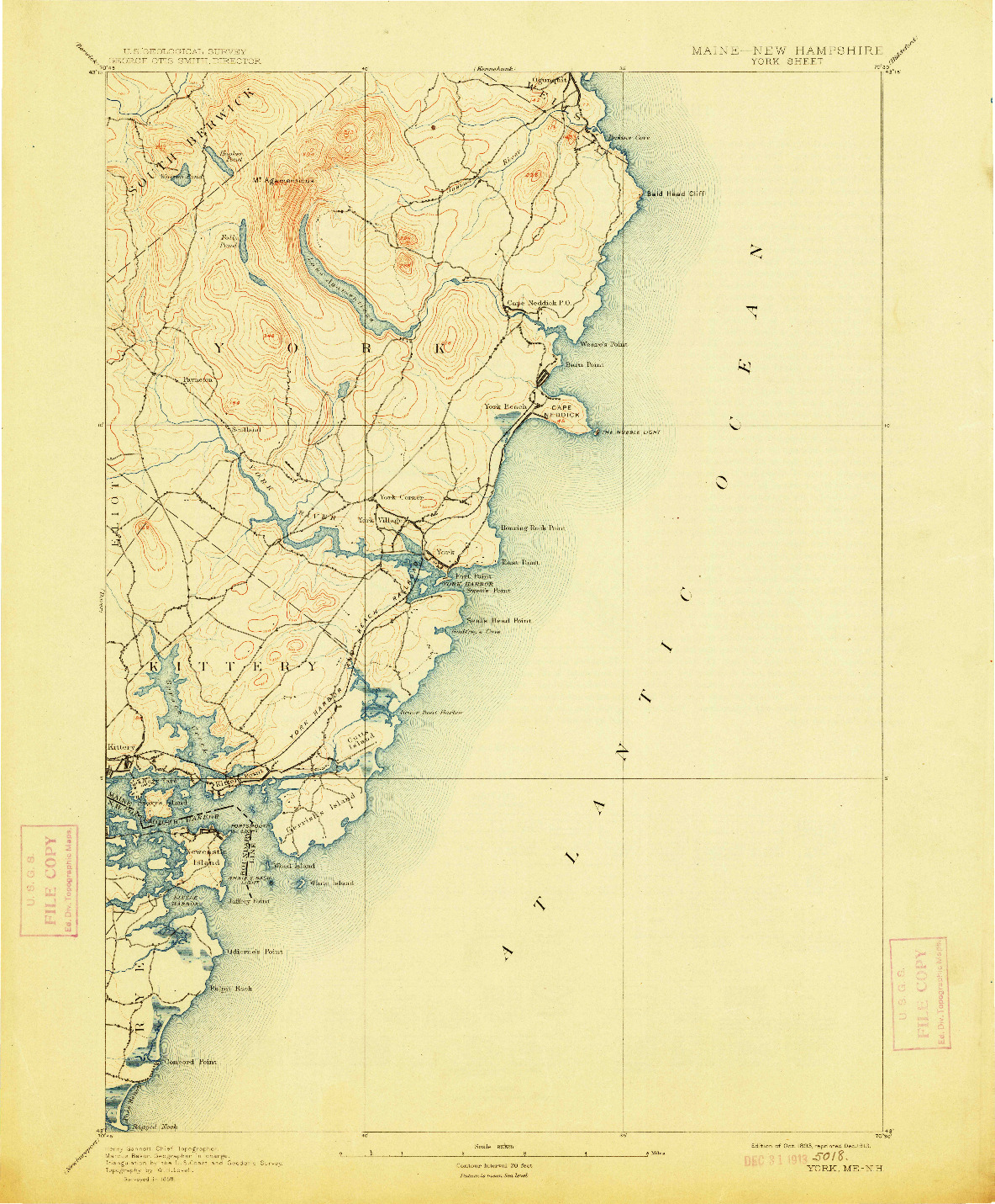 USGS 1:62500-SCALE QUADRANGLE FOR YORK, ME 1893